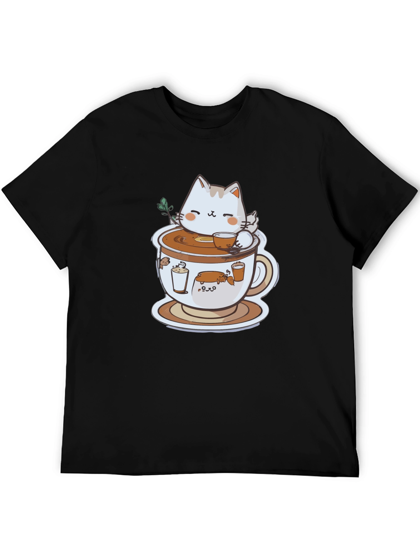 Black Cat in Coffee Cup Graphic Tee view 5