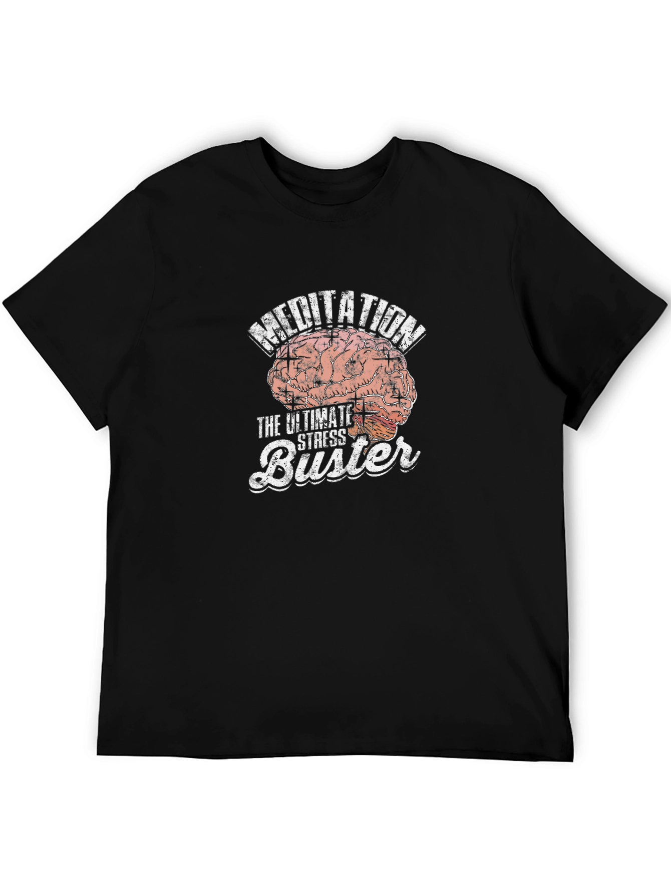 Black Meditation Brain T-Shirt - Ultimate Stress Buster view 5