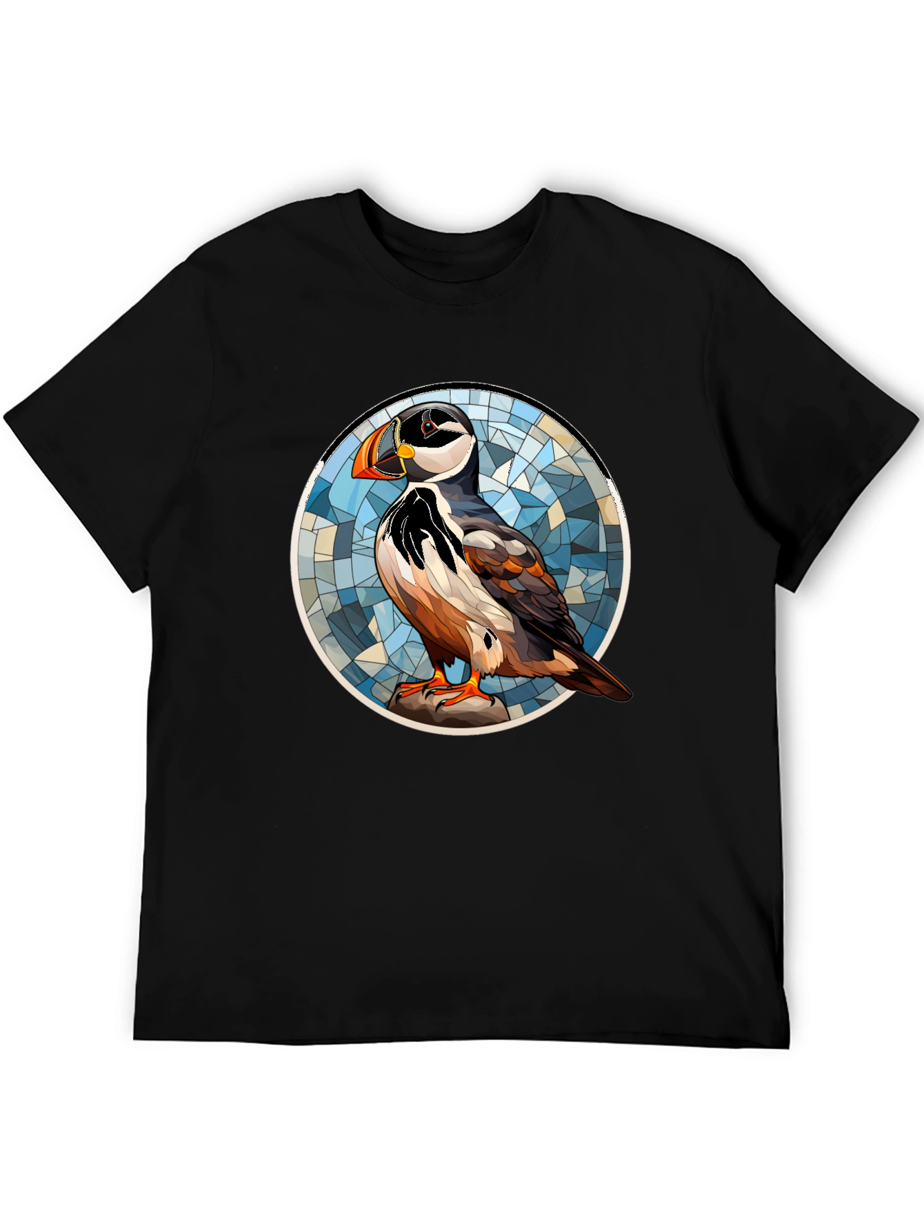 Black Puffin Art T-Shirt - Unique Bird Design view 5