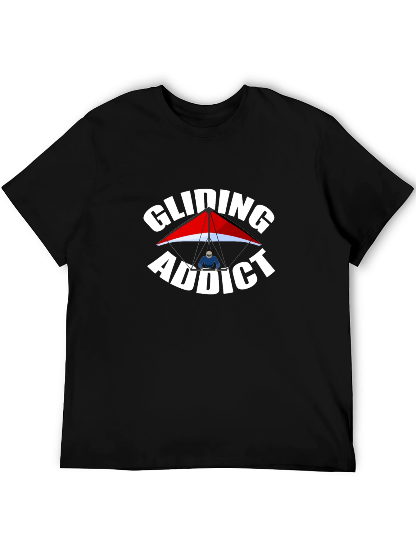 Black Gliding Addict Black T-Shirt Hang Gliding Design view 5