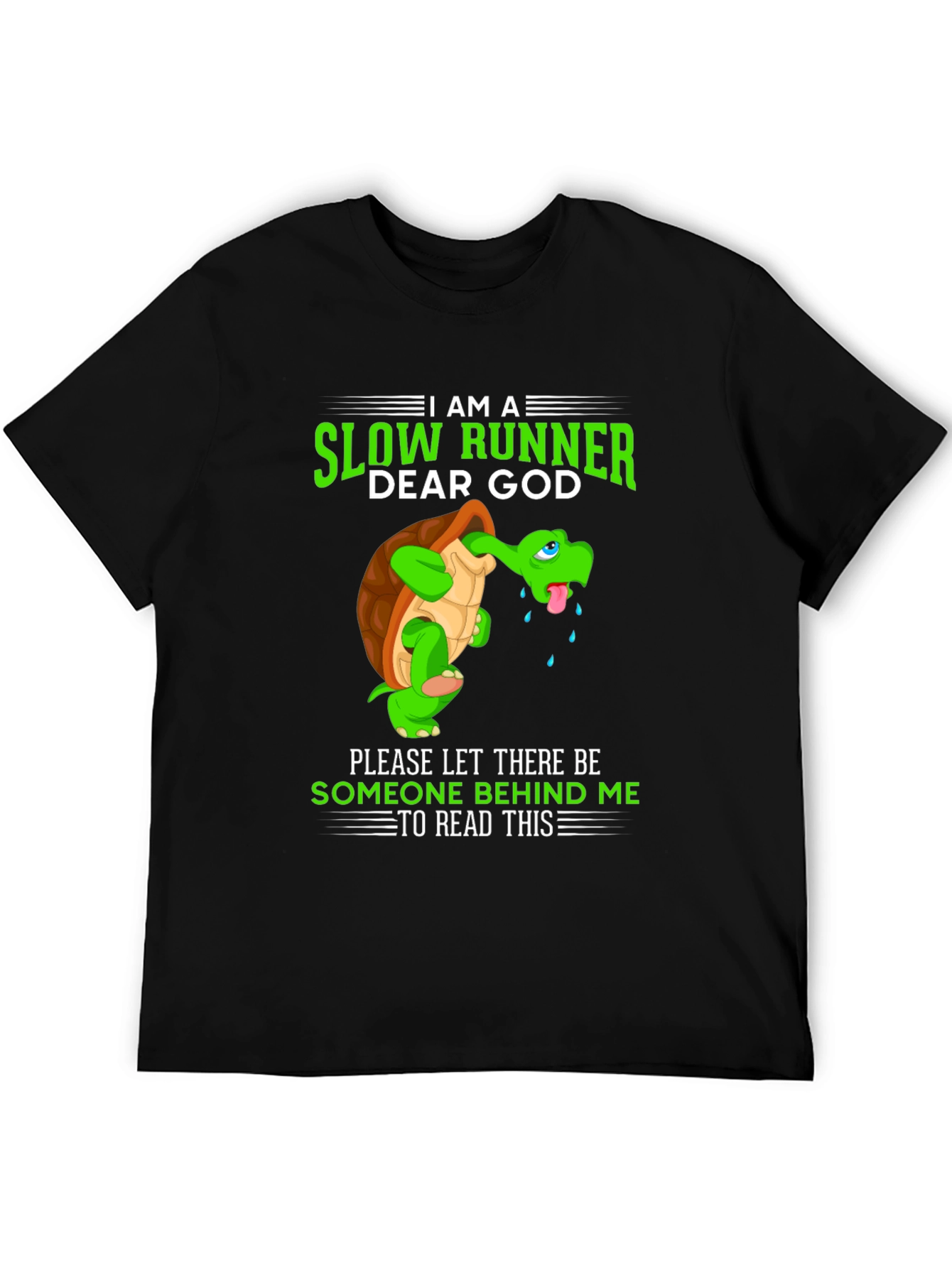 Black I am a Slow Runner T-Shirt - Funny Turtle Design view 5