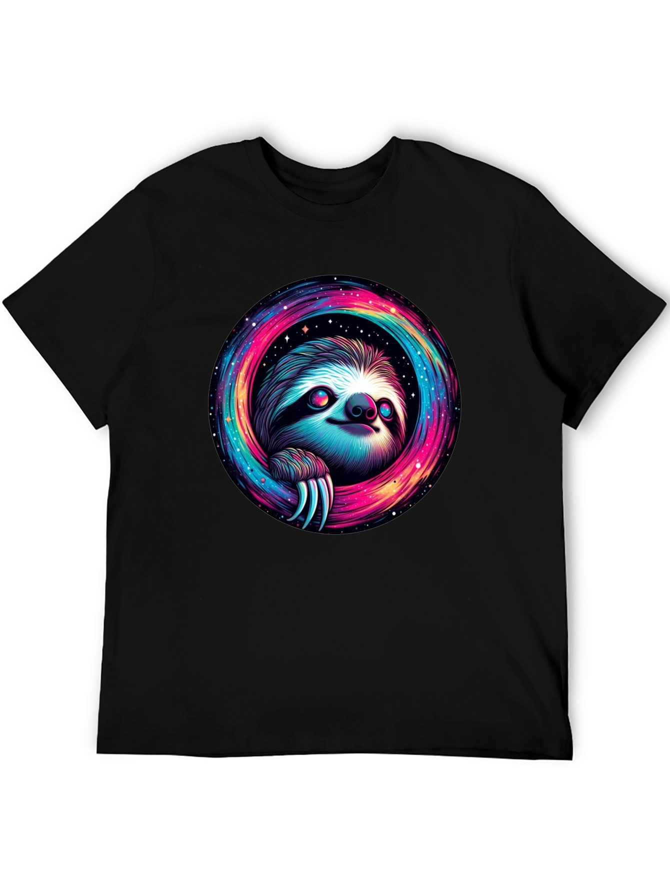 Black Cosmic Sloth Graphic Tee - Unisex Black T-Shirt view 5