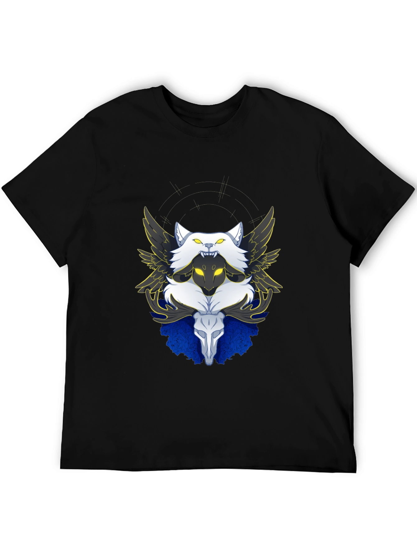 Black Winged Wolf & Skull Graphic Tee - Unique Design view 5