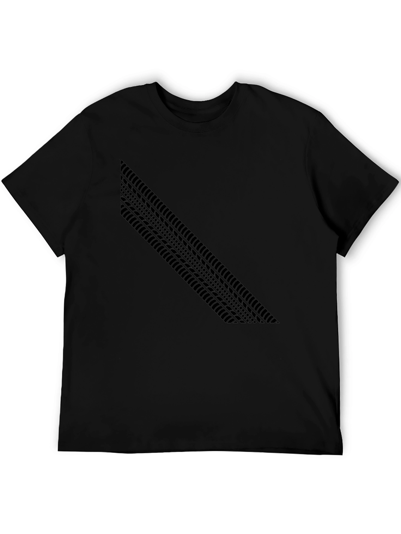 Black Tire Track Graphic Tee - Black Casual T-Shirt view 5
