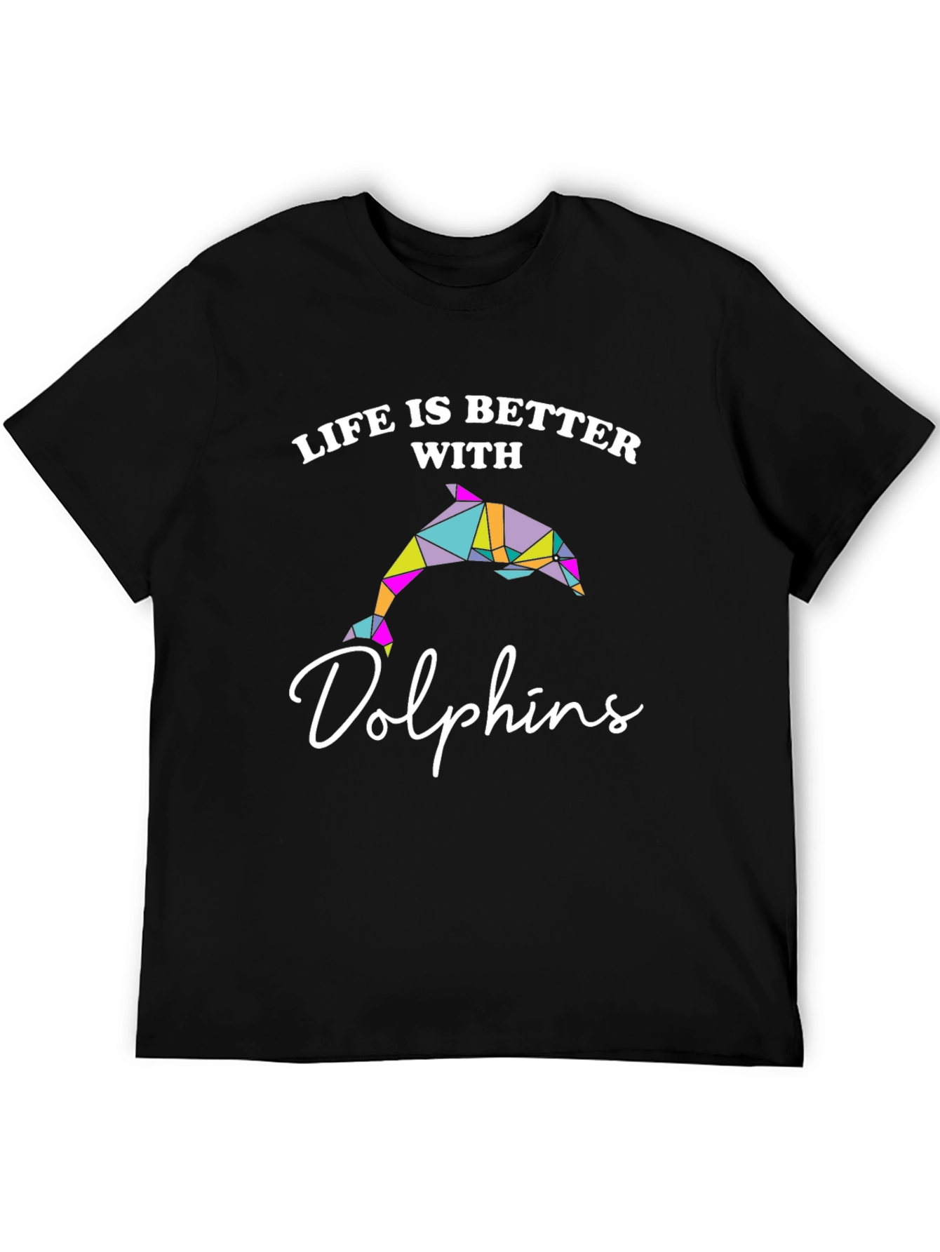 Black Life is Better with Dolphins Graphic T-Shirt view 5