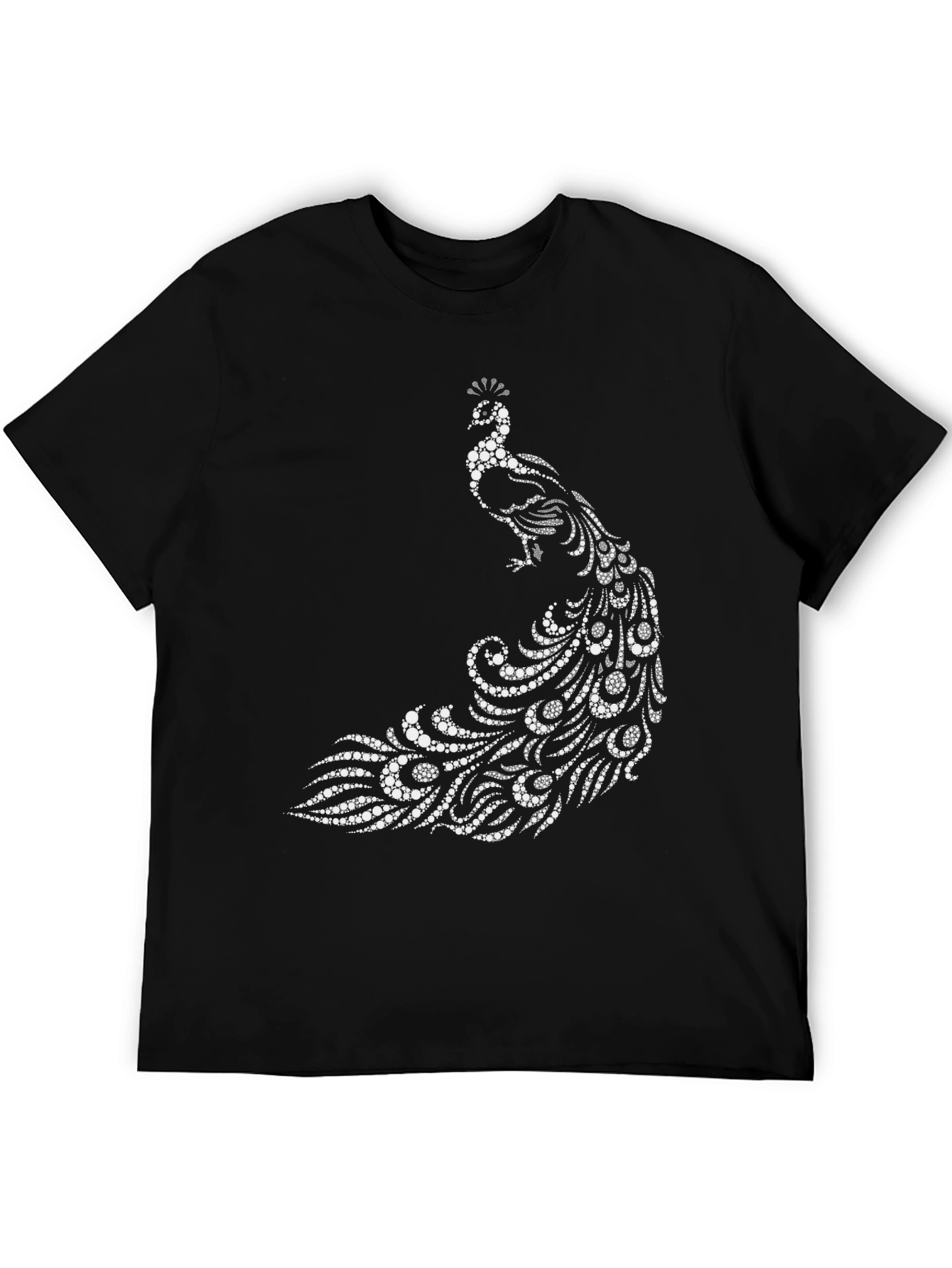 Black Peacock Graphic Tee - Stylish Black Cotton T-Shirt view 5