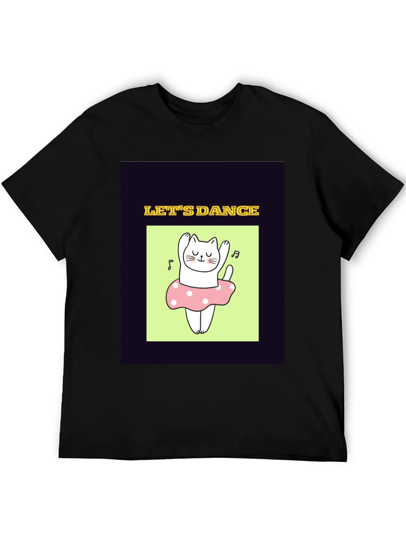 Black Dancing Cat Graphic Tee - Black Unisex T-Shirt view 5