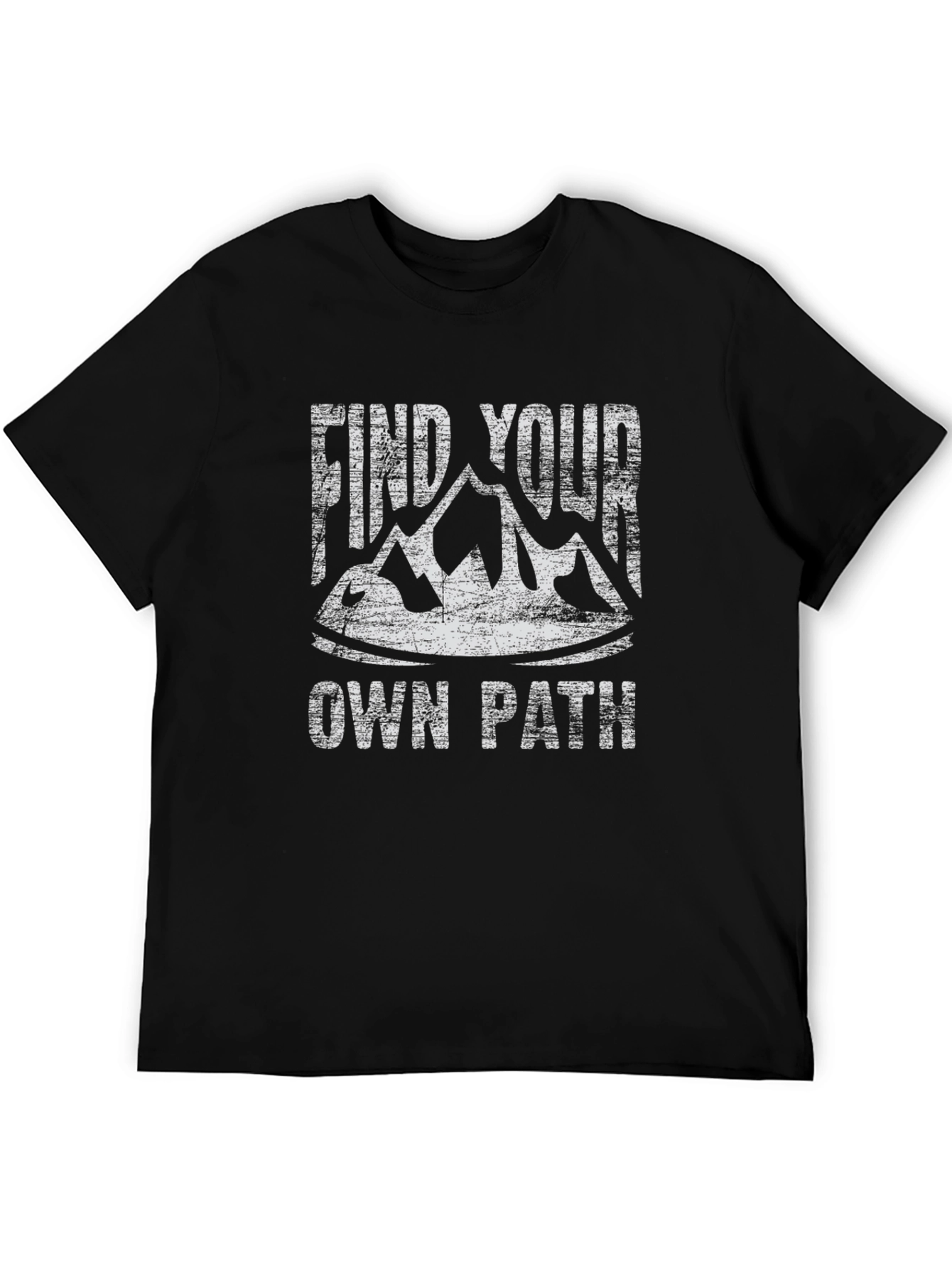 Black Find Your Own Path T-Shirt Black Cotton Graphic Tee view 5