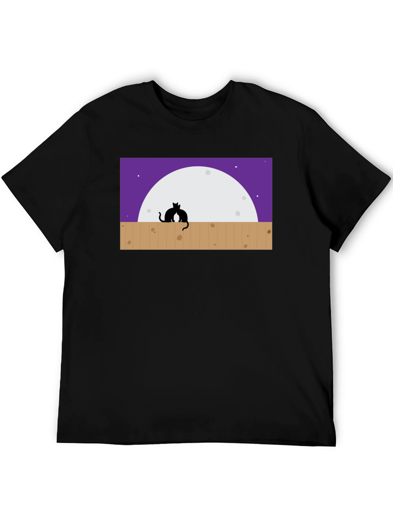 Black Cats on Fence Moon T-Shirt view 5