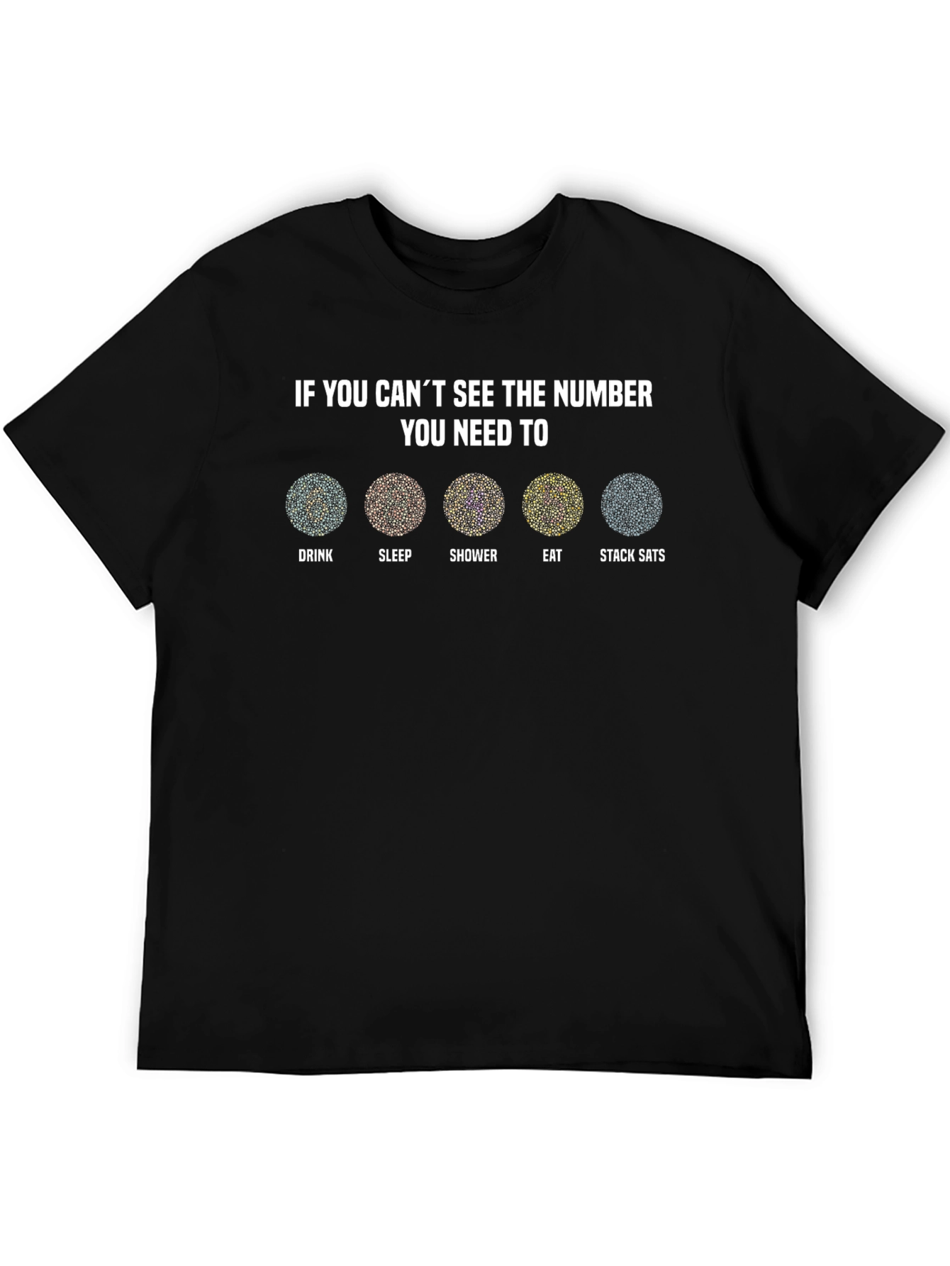 Black Color Blindness Test Funny T-Shirt view 5
