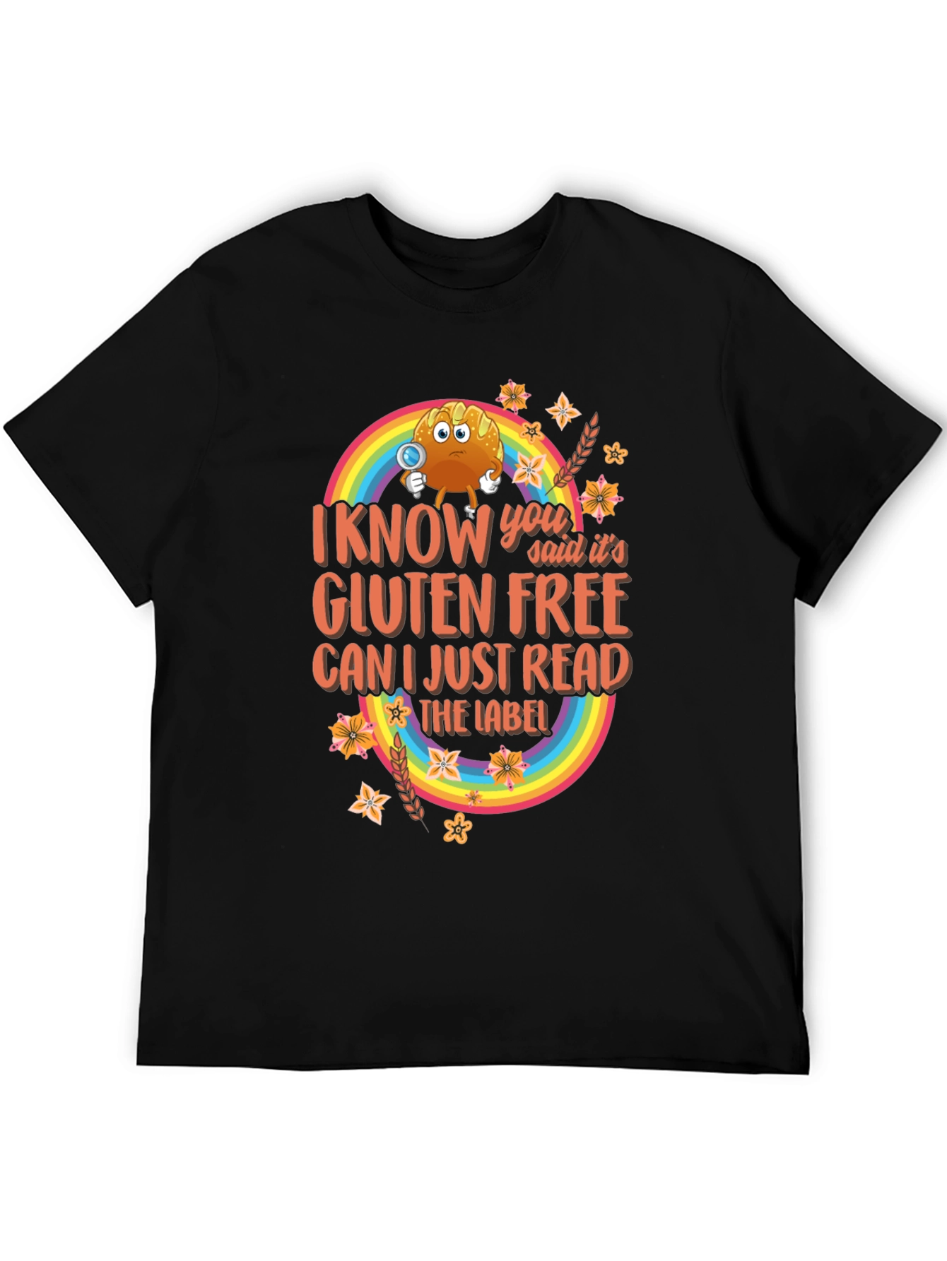 Black Gluten-Free T-Shirt: "Can I Just Read the Label?" view 5