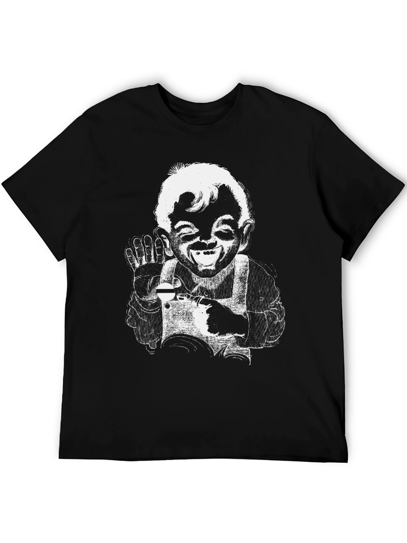 Black Retro Cartoon Graphic Black T-Shirt view 5