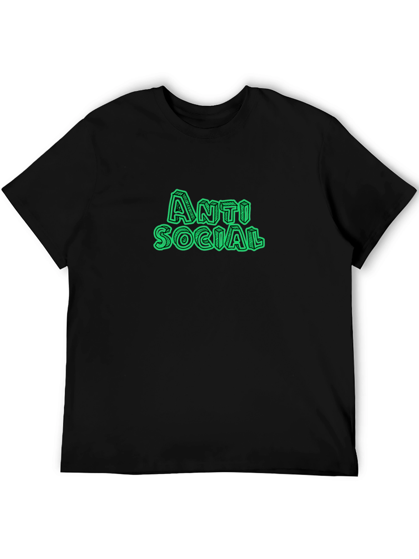 Black Anti Social Green Text Black T-Shirt view 5