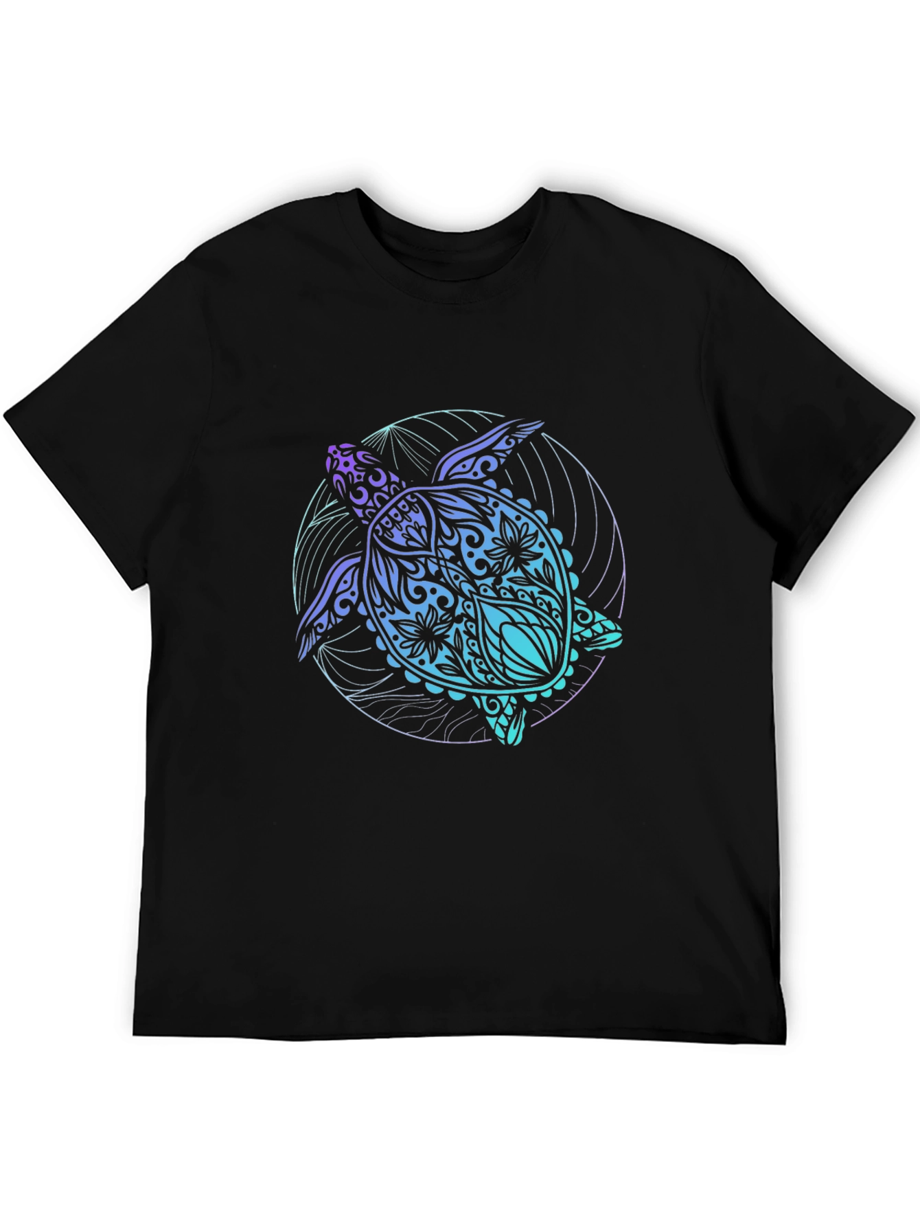 Black Black Turtle Graphic Tee - Artistic Sea Life Shirt view 5