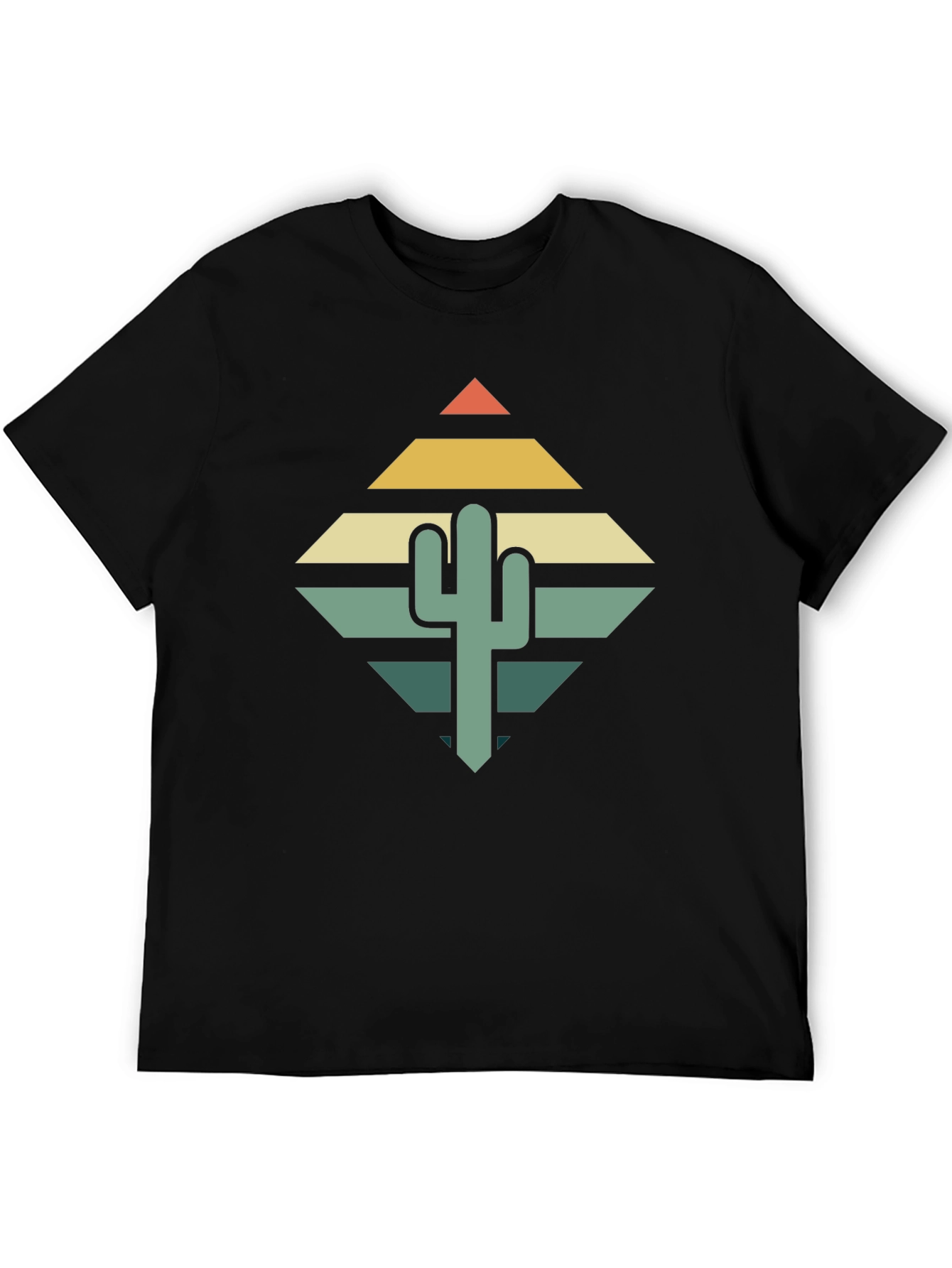 Black Retro Cactus Graphic Tee - Desert Vibes T-Shirt view 5