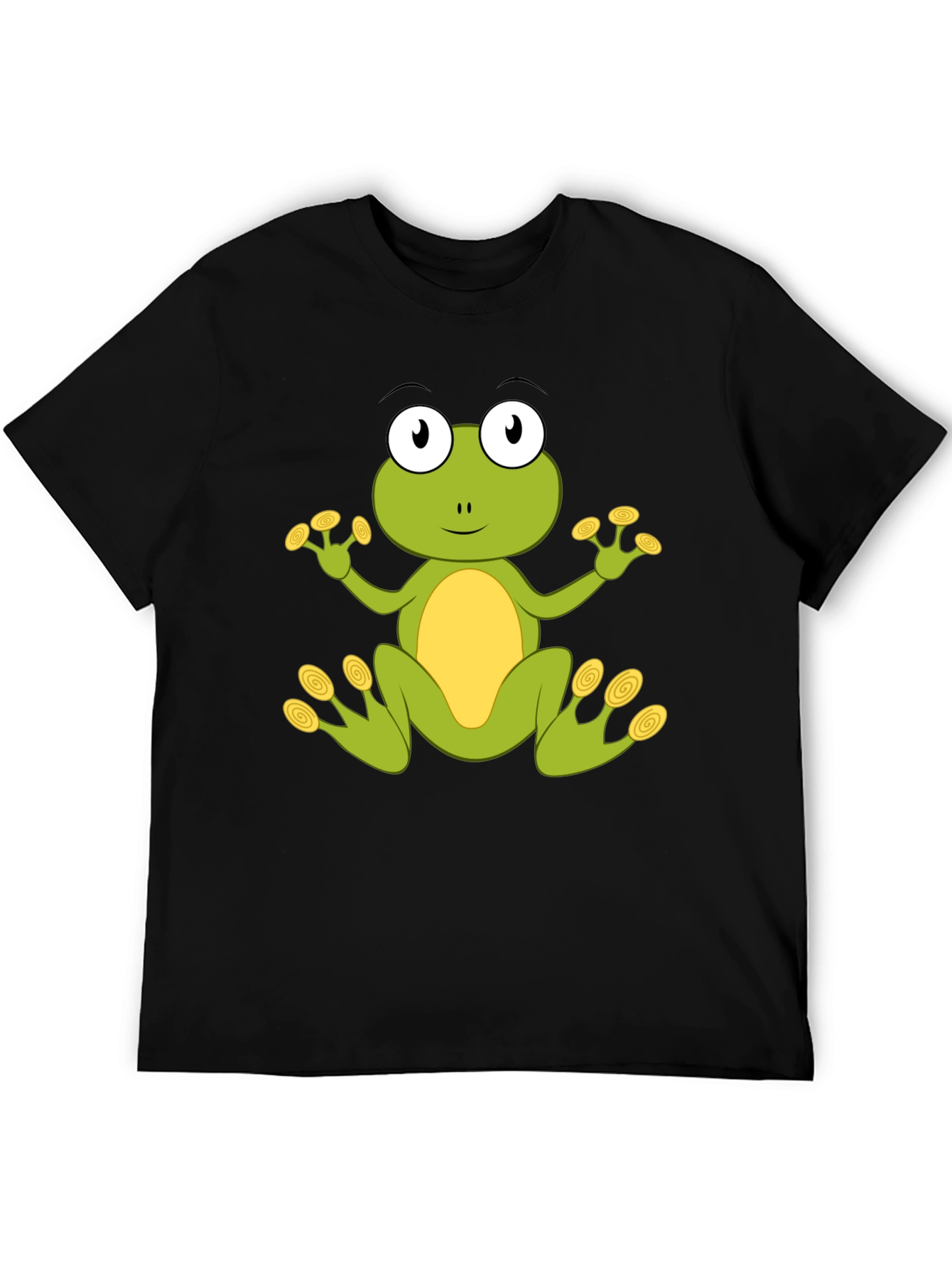 Black Cute Frog Graphic T-Shirt - Black Cotton Blend view 5