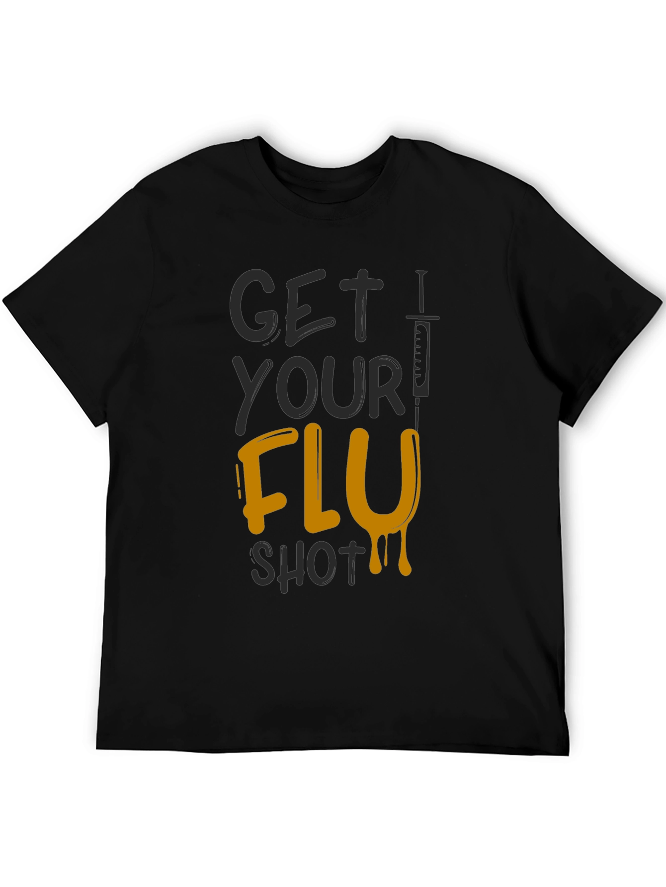 Black Get Your Flu Shot T-Shirt - Black Novelty Tee view 5