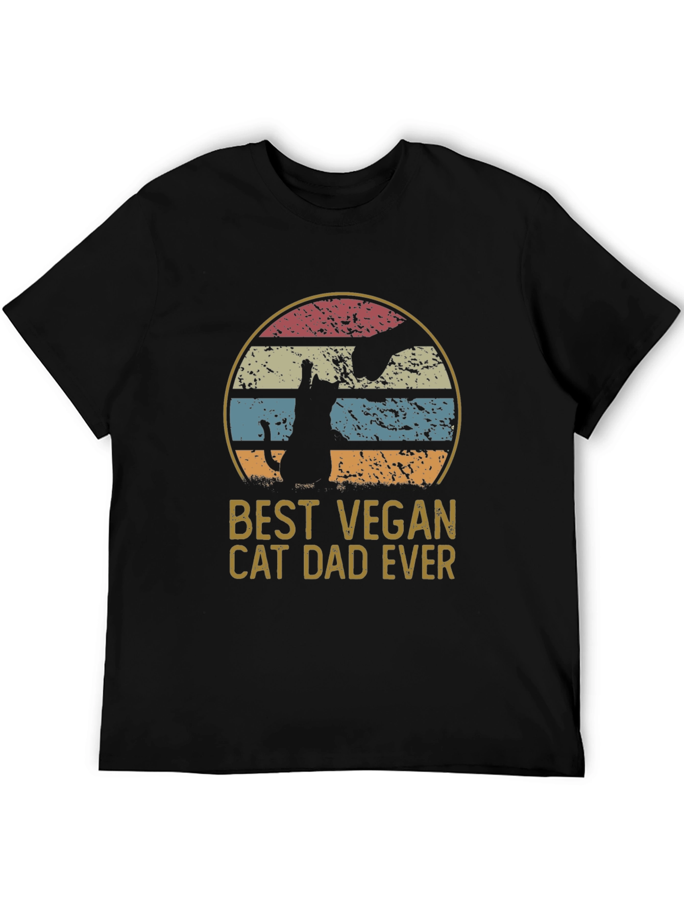 Black Best Vegan Cat Dad Ever T-Shirt view 5