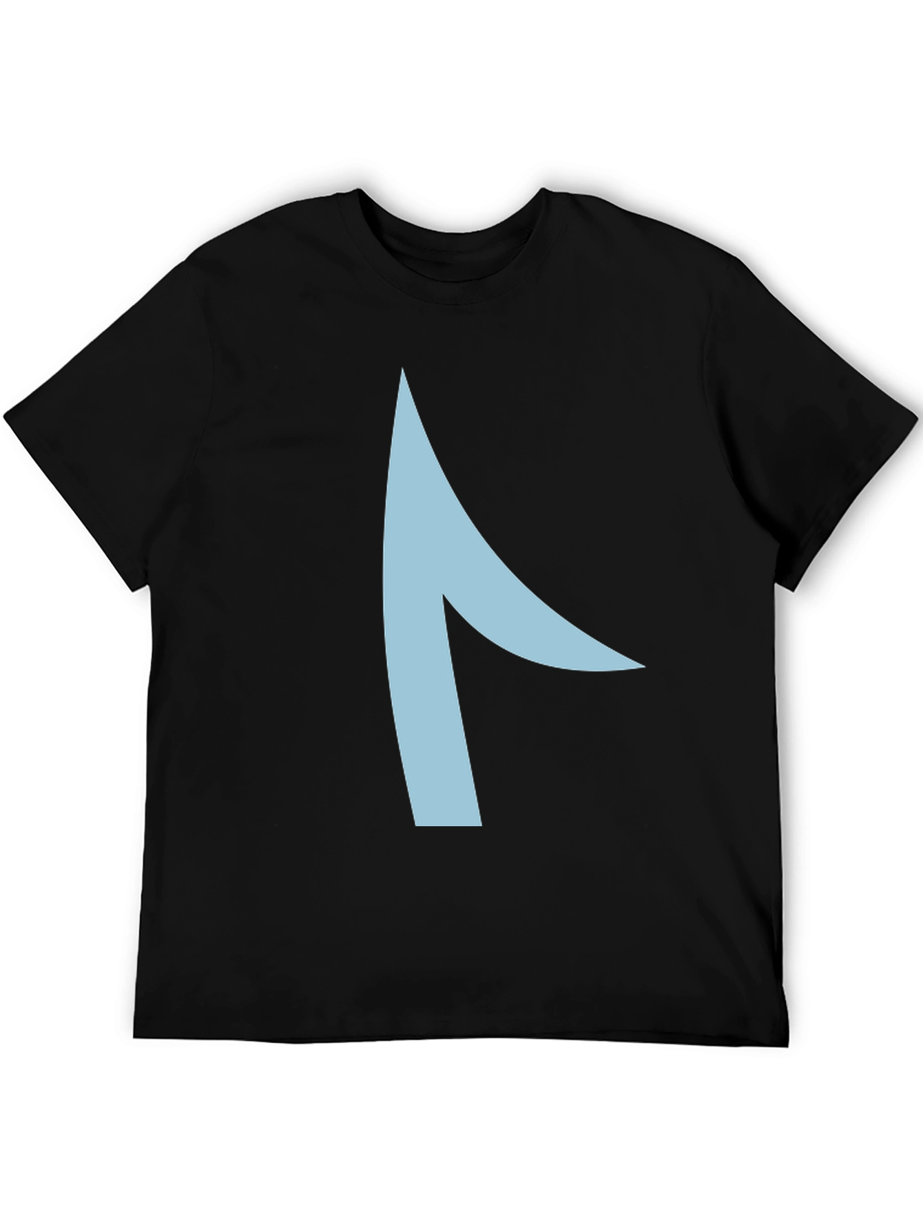 Black Modern Graphic Tee - Asymmetrical Light Blue Design view 5