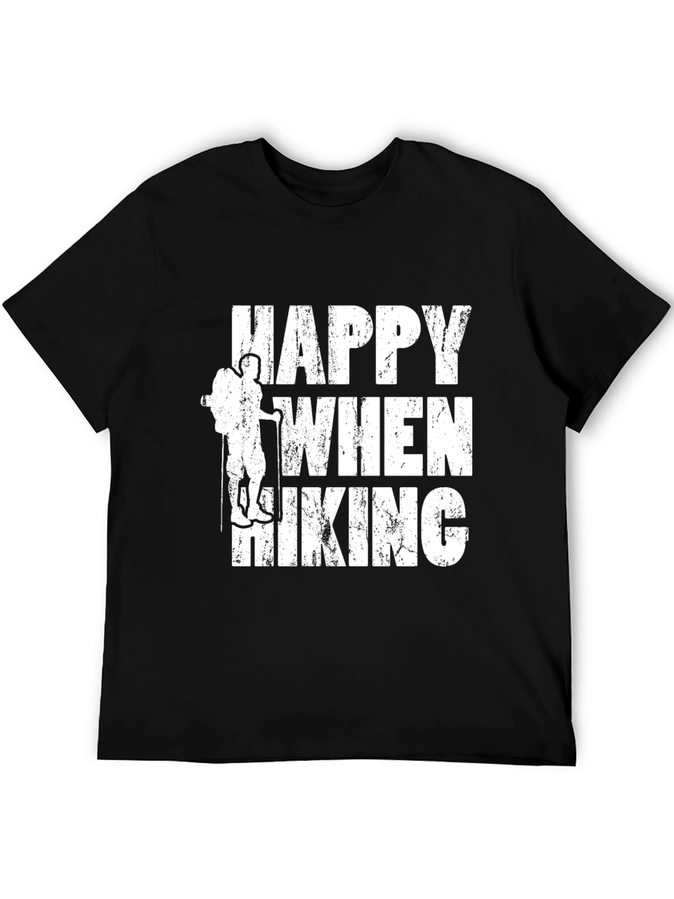 Black Happy When Hiking Black Graphic Tee view 5