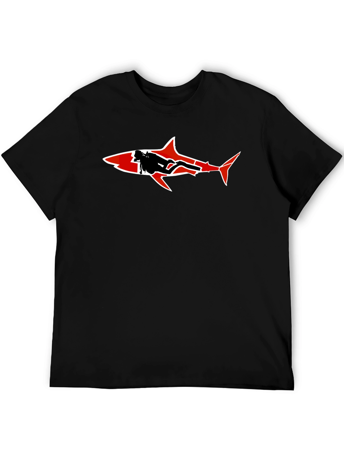 Black Diver Shark Graphic Tee - Black view 5