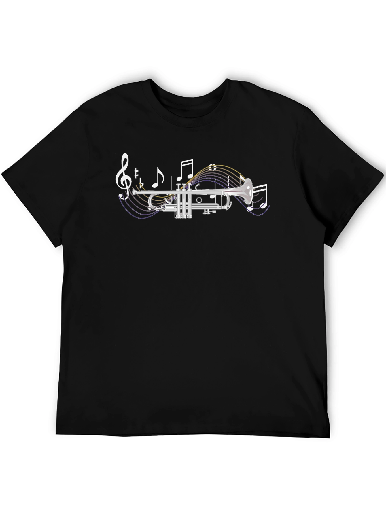 Black Trumpet Music Notes Graphic T-Shirt view 5