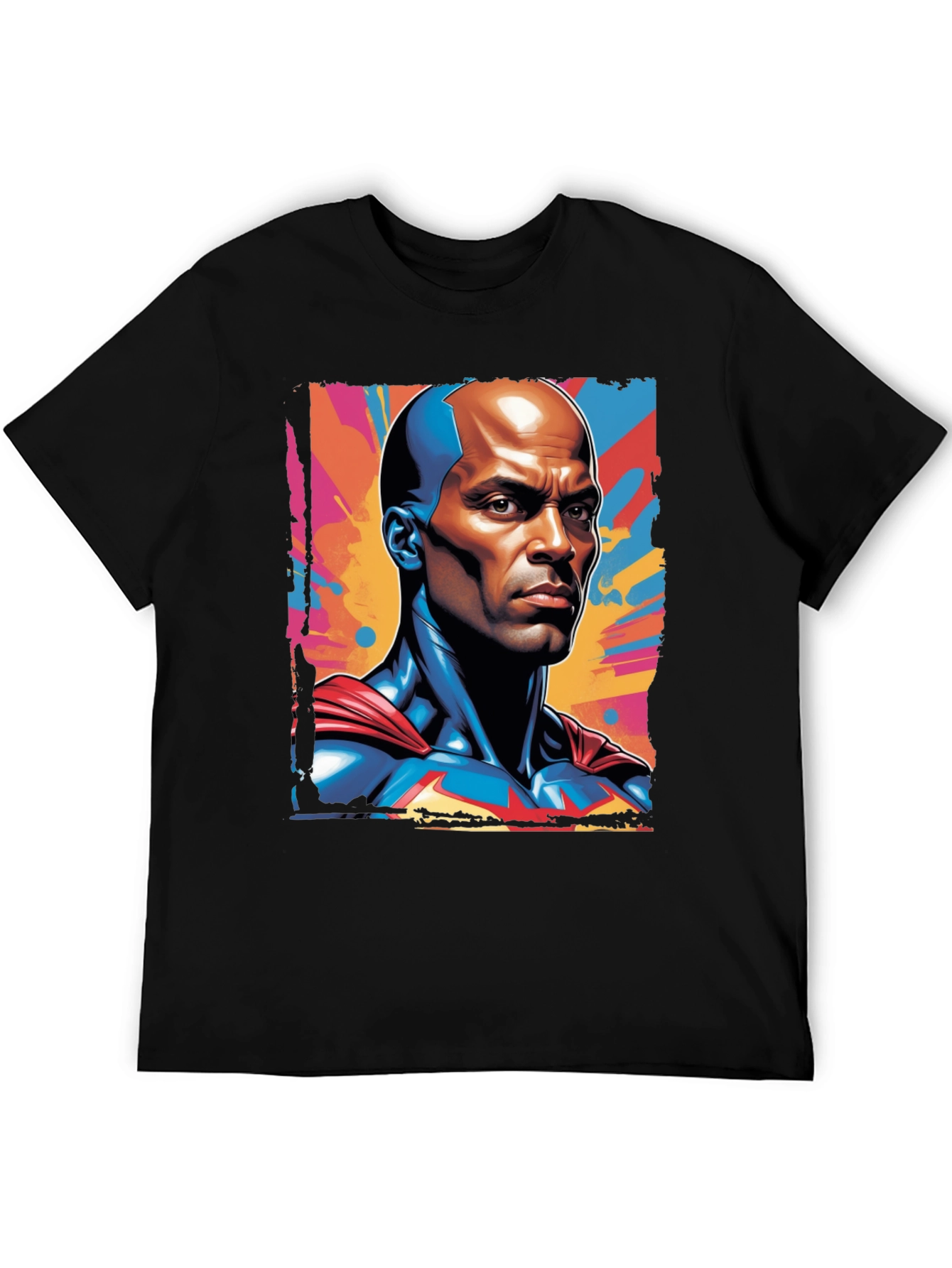 Black Bold Superhero Graphic Tee - Black Cotton view 5