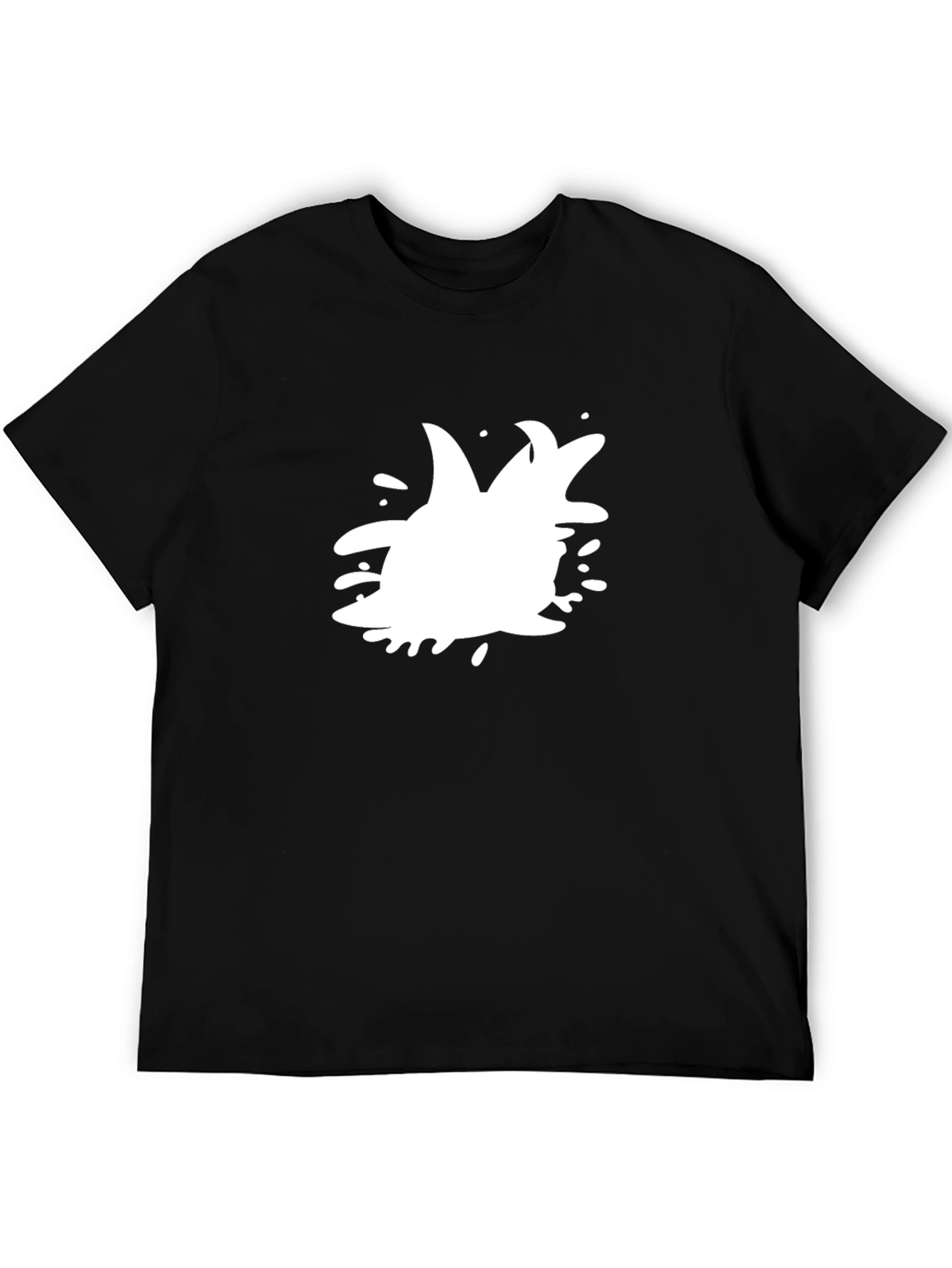Black Cool Black T-Shirt with White Splash Design view 5