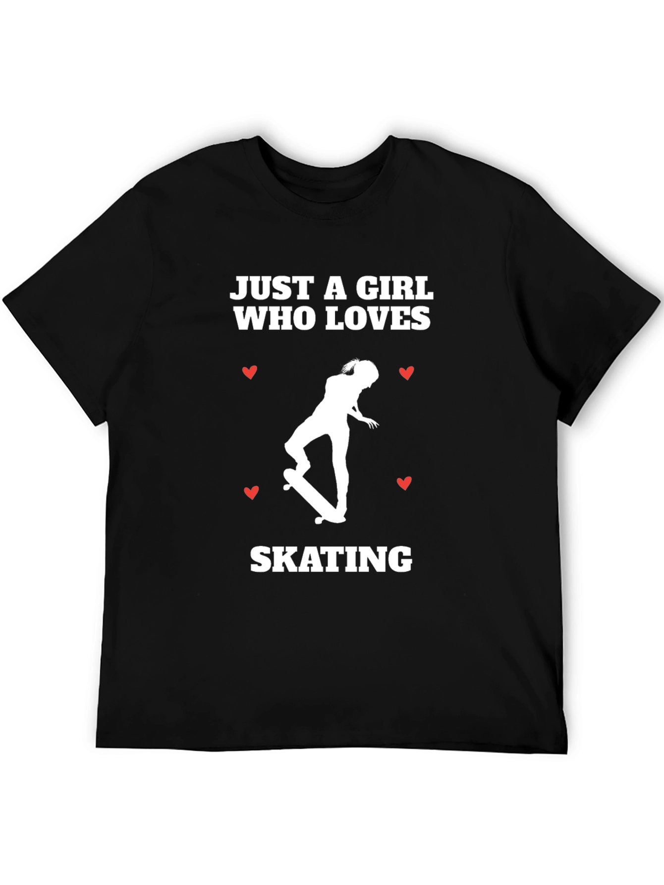 Black Skating Girl T-Shirt - Just a Girl Who Loves Skating view 5