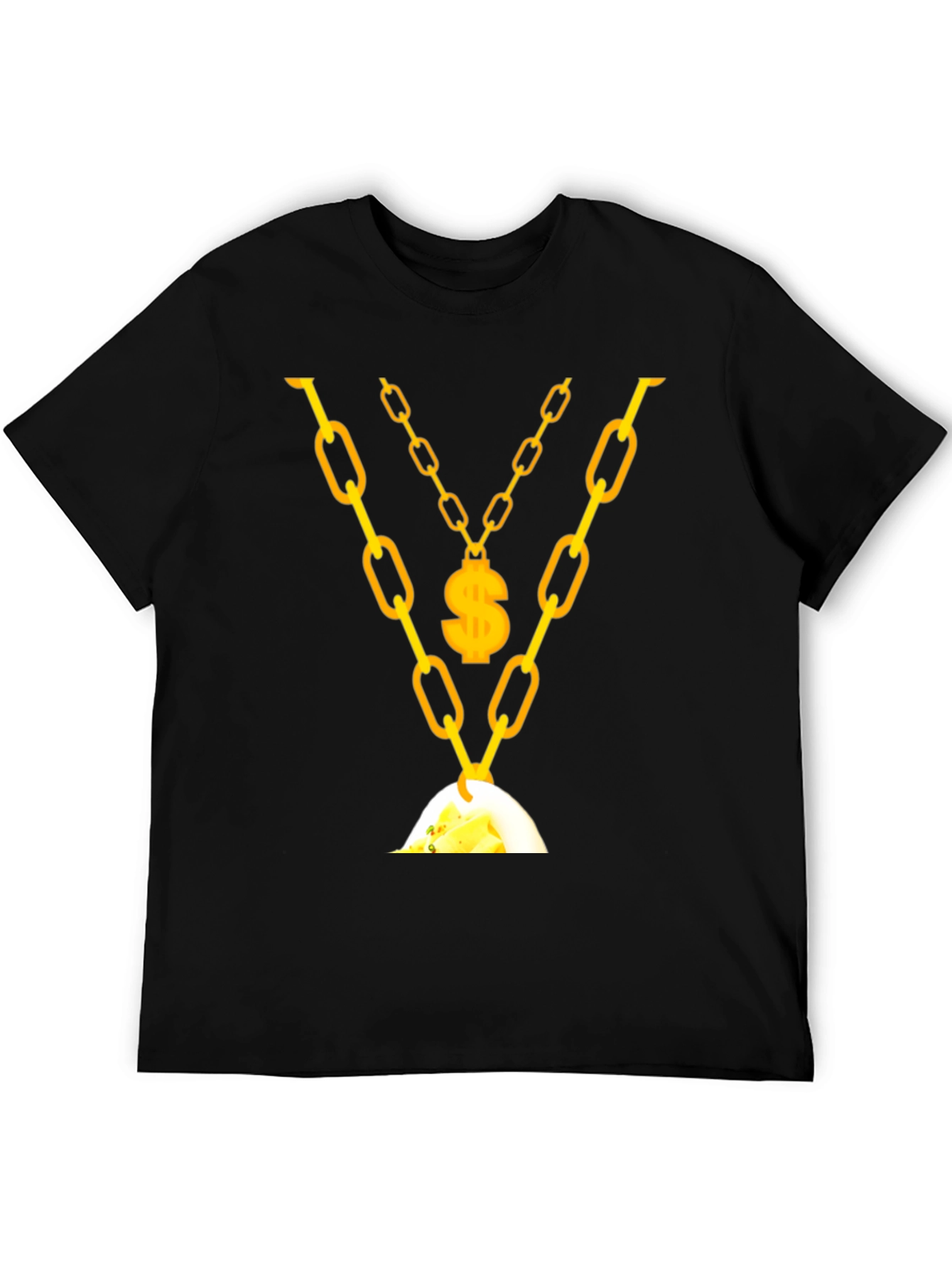 Black Men's Gold Chain & Money T-Shirt view 5
