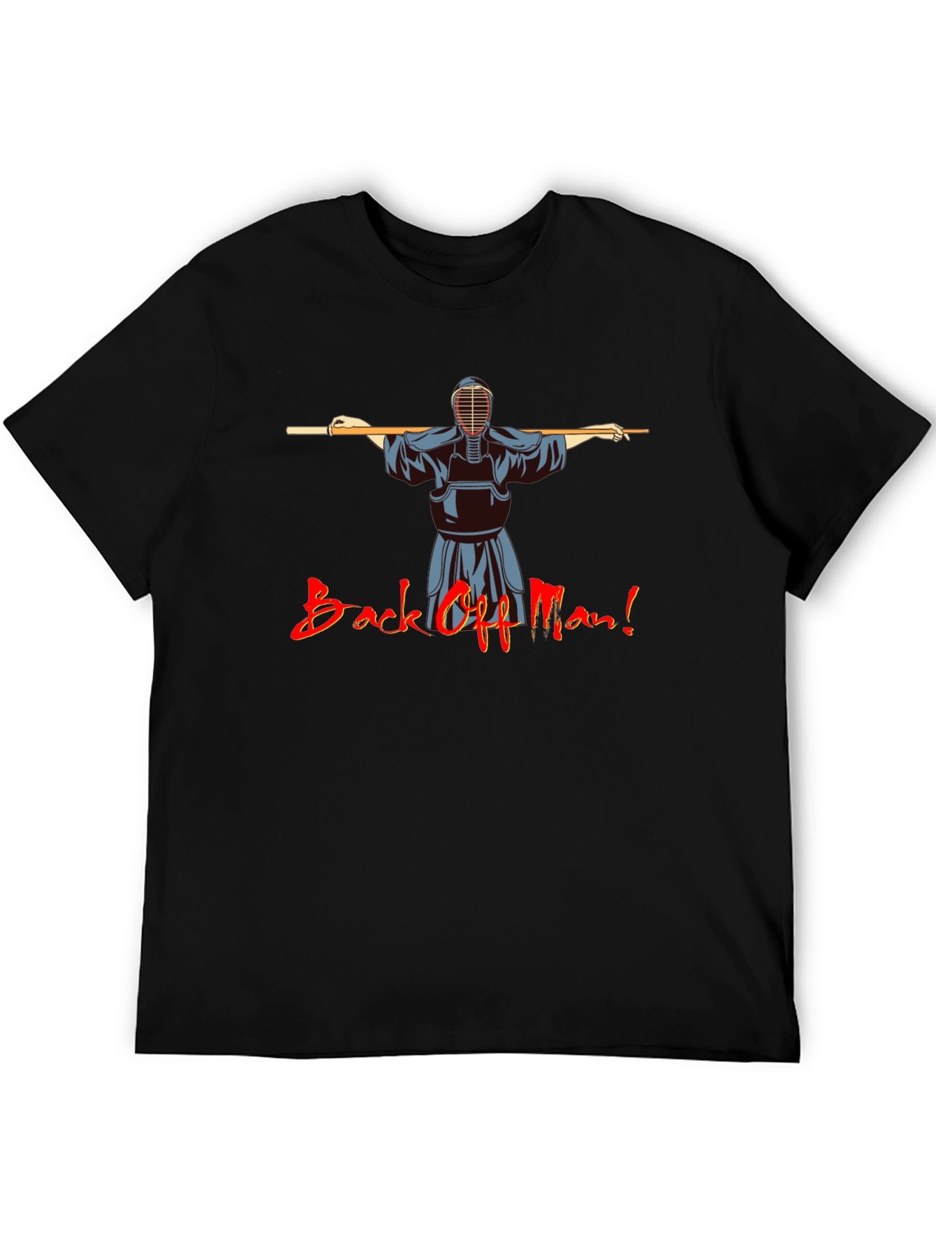 Black Back Off Man! Kendo Martial Arts Black T-Shirt view 5