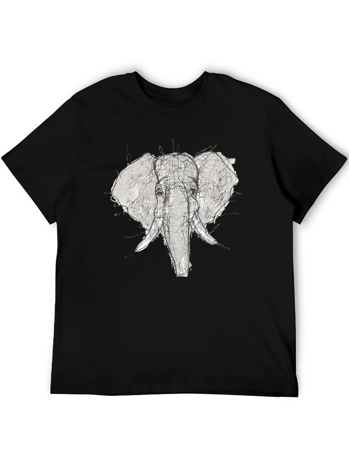 Black Elephant Sketch Graphic Tee - Black view 5