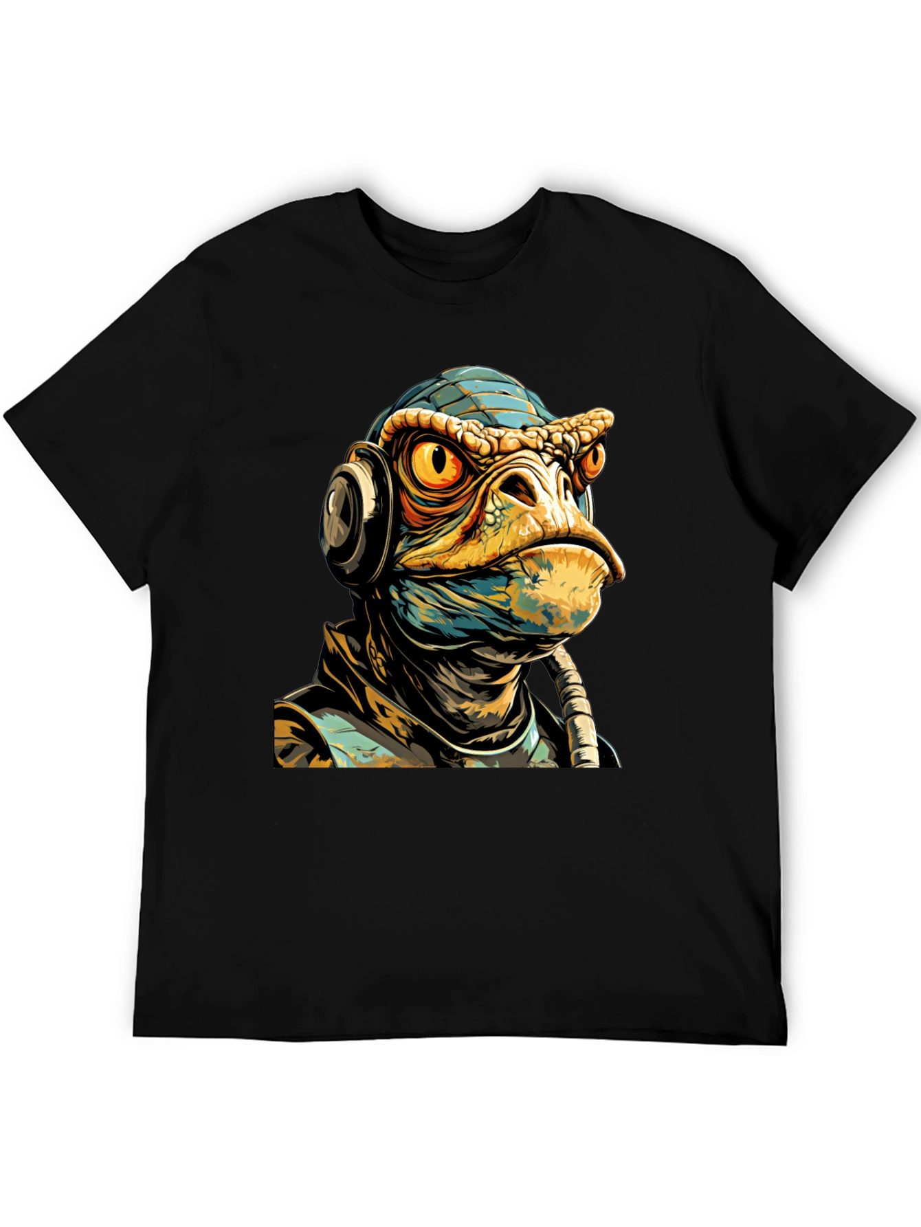 Black Sci-Fi Lizard Man Graphic Tee view 5
