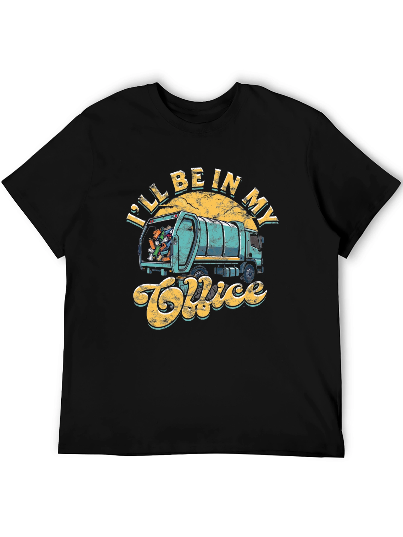 Black I'll Be In My Office Garbage Truck Graphic T-Shirt view 5