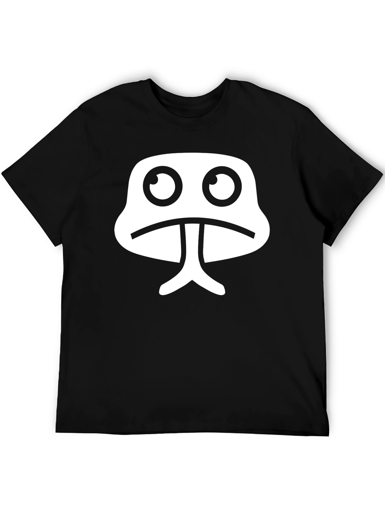 Black Funny Sad Face Graphic T-Shirt - Trendy Black Tee view 5