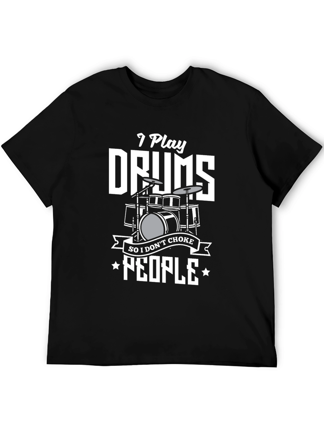 Black I Play Drums T-Shirt: Funny Musician Tee view 5