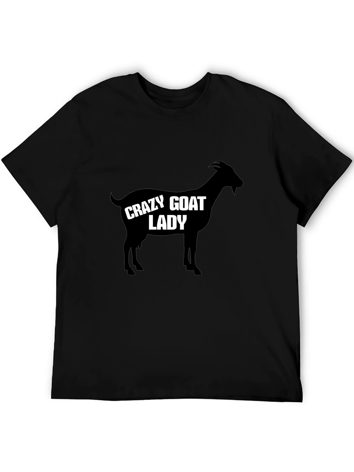 Black Crazy Goat Lady T-Shirt - Black Humor Tee view 5