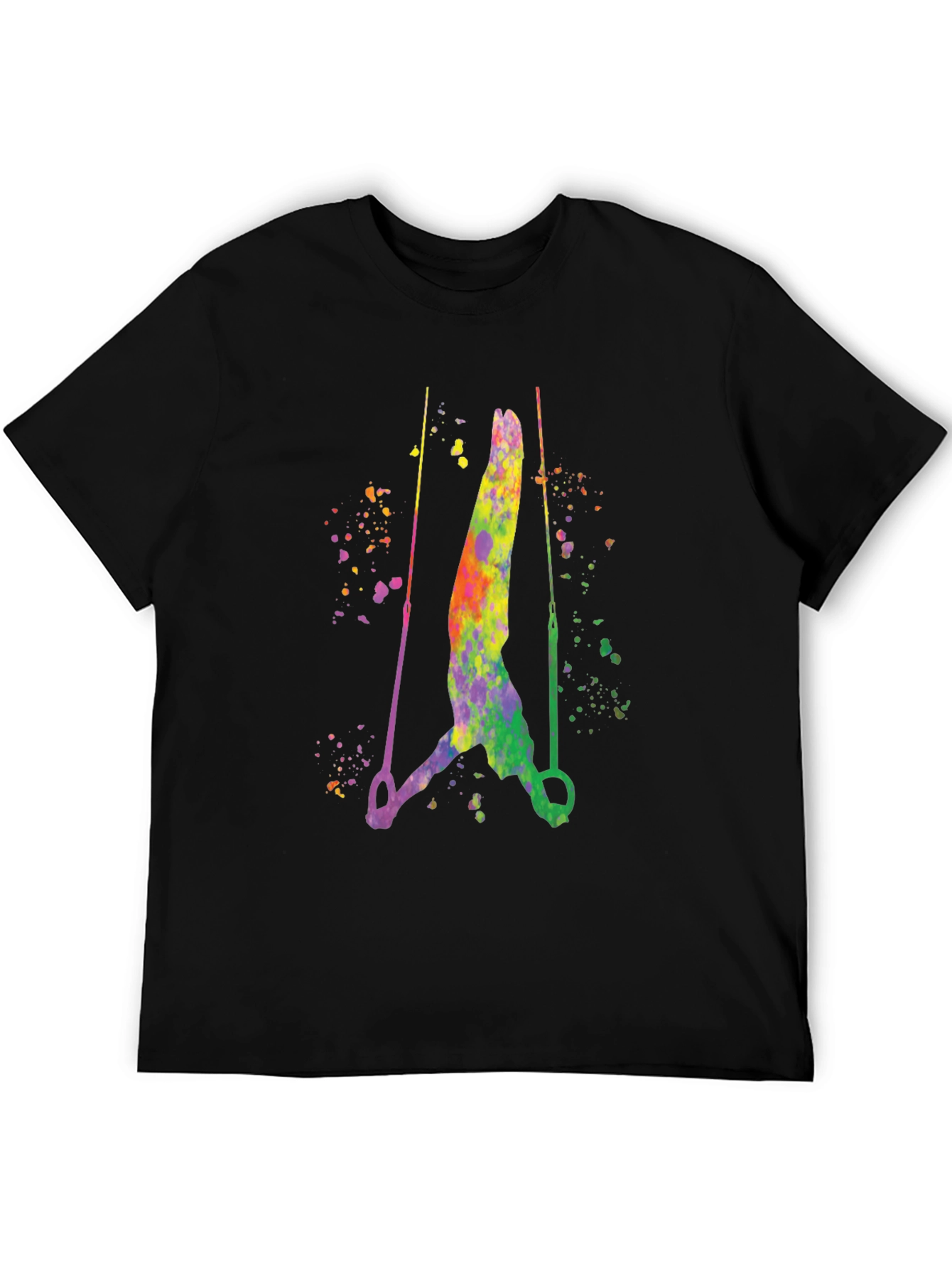 Black Gymnast Rings Watercolor Graphic Black T-Shirt view 5
