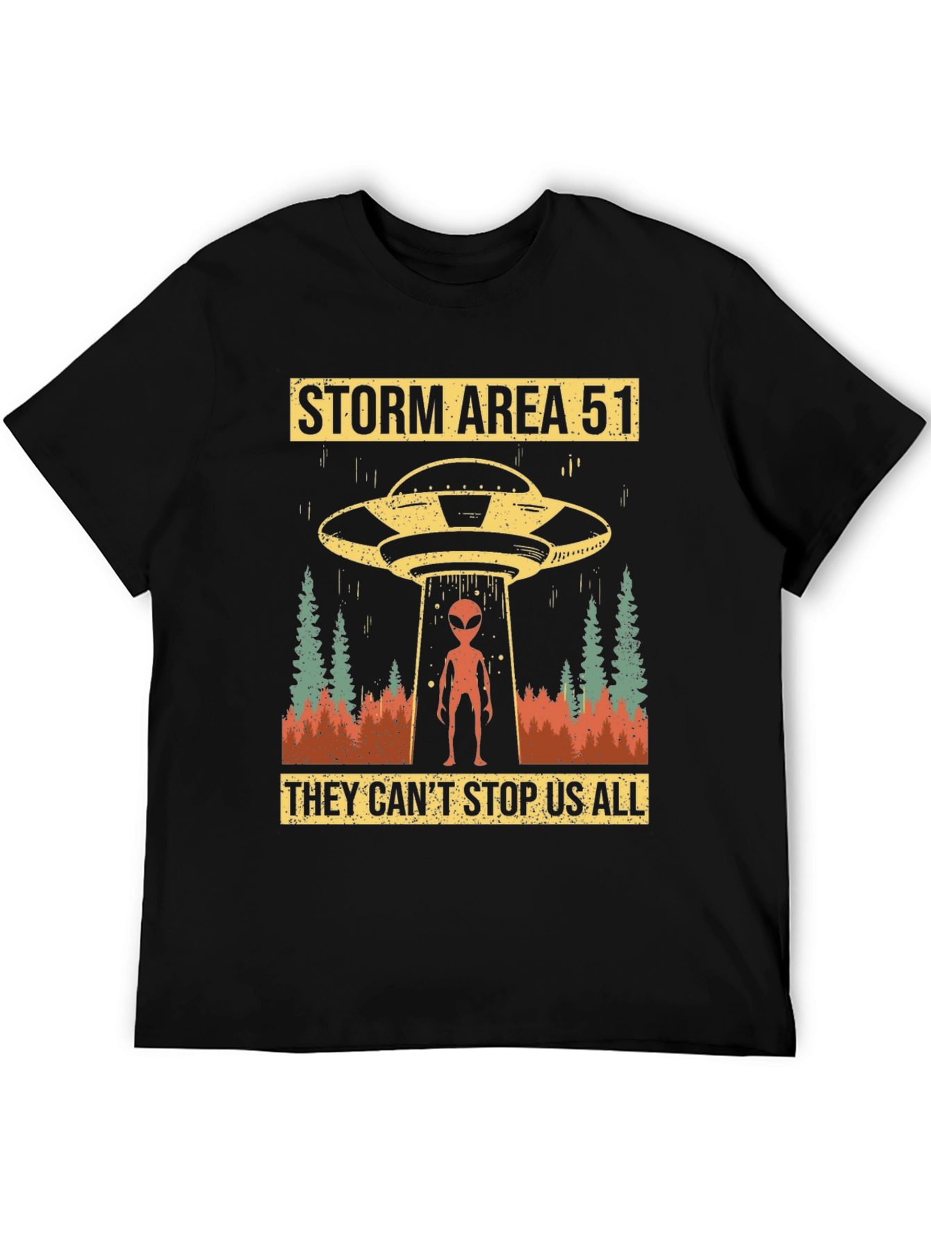 Black Storm Area 51 Graphic Tee Alien UFO T-Shirt view 5