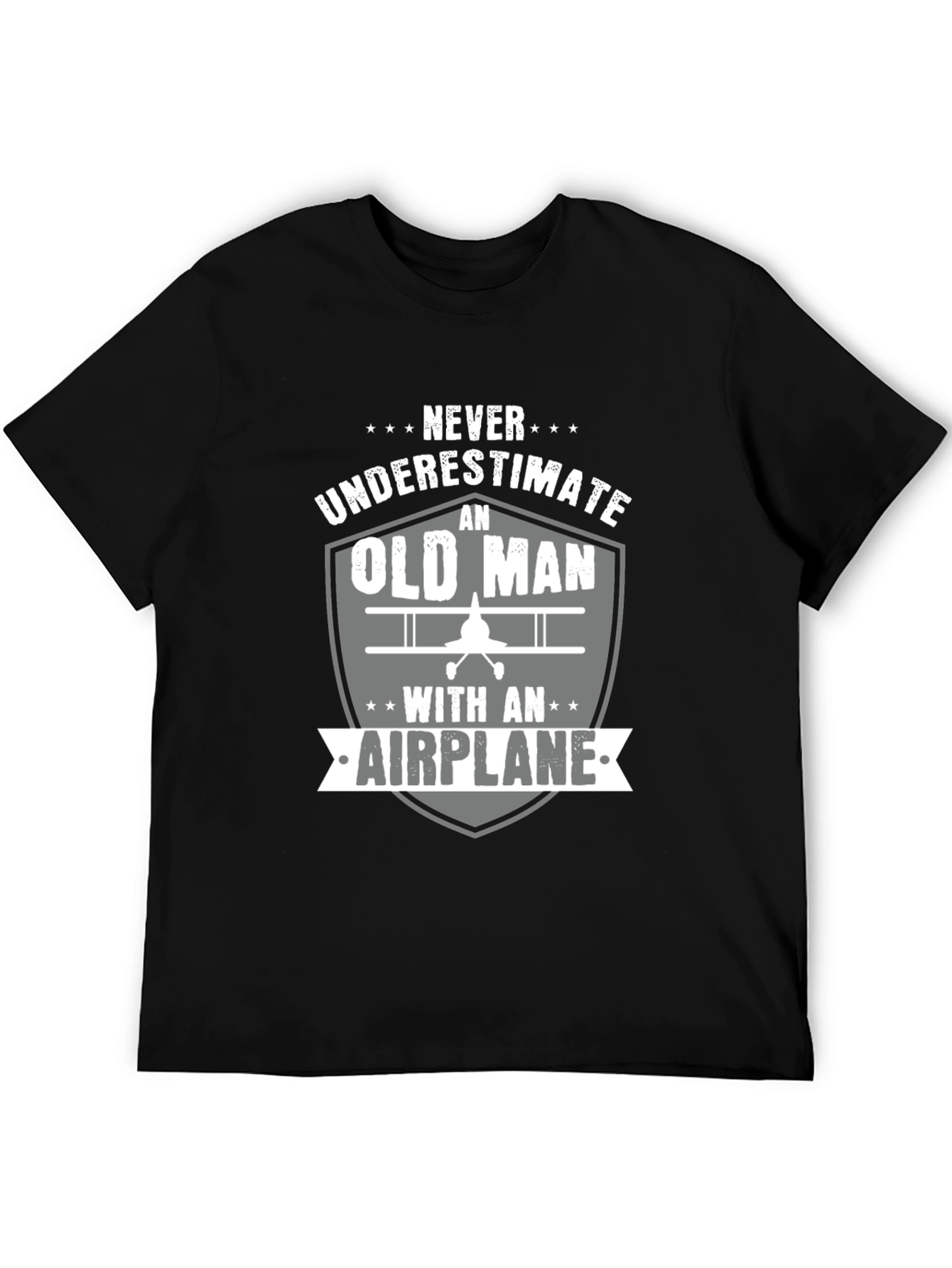 Black Never Underestimate an Old Man with an Airplane T-Shirt view 5