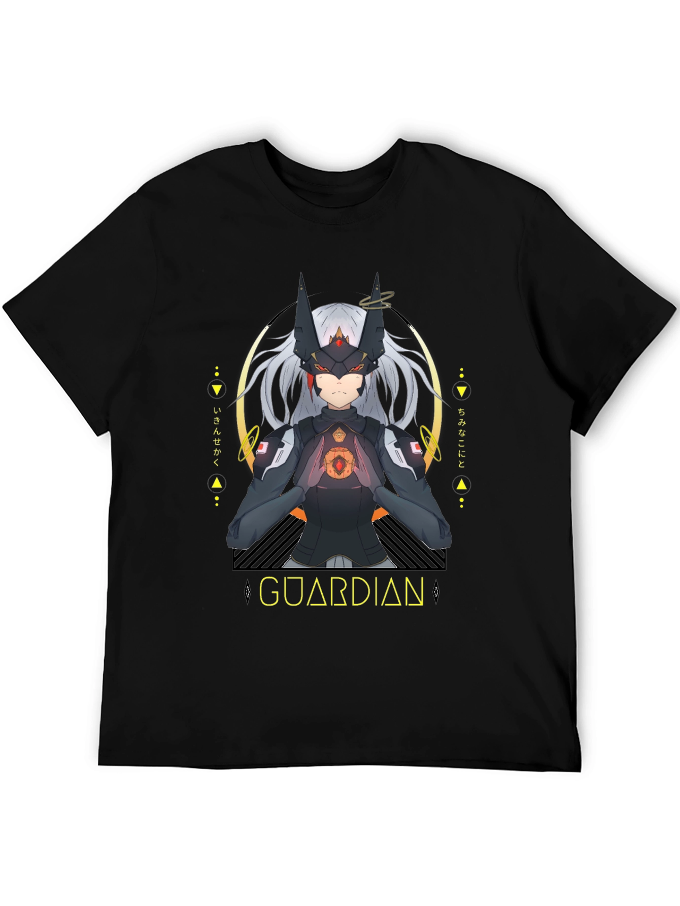 Black Guardian Anime Graphic Black T-Shirt view 5