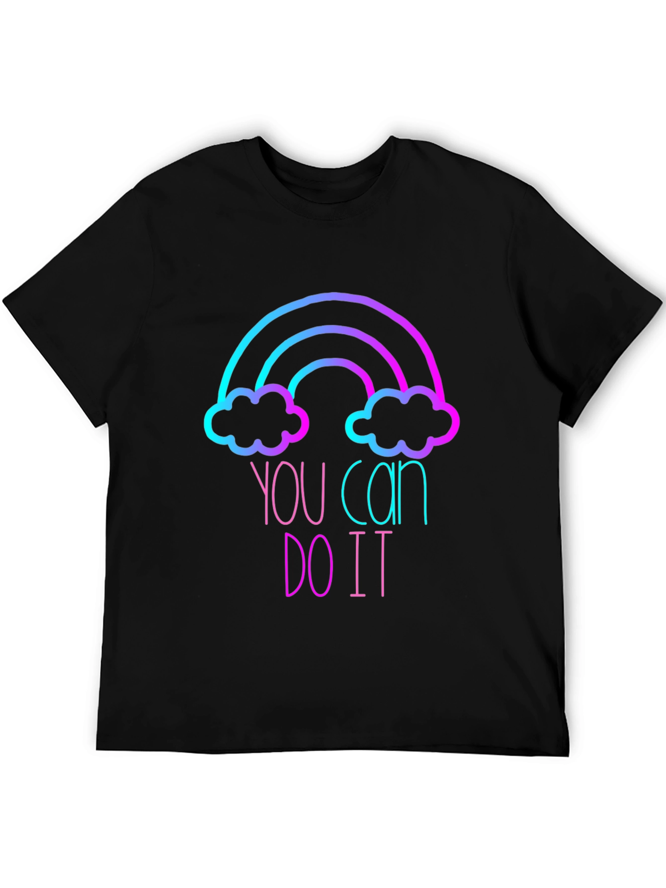 Black Motivational Rainbow Graphic Tee - You Can Do It view 5