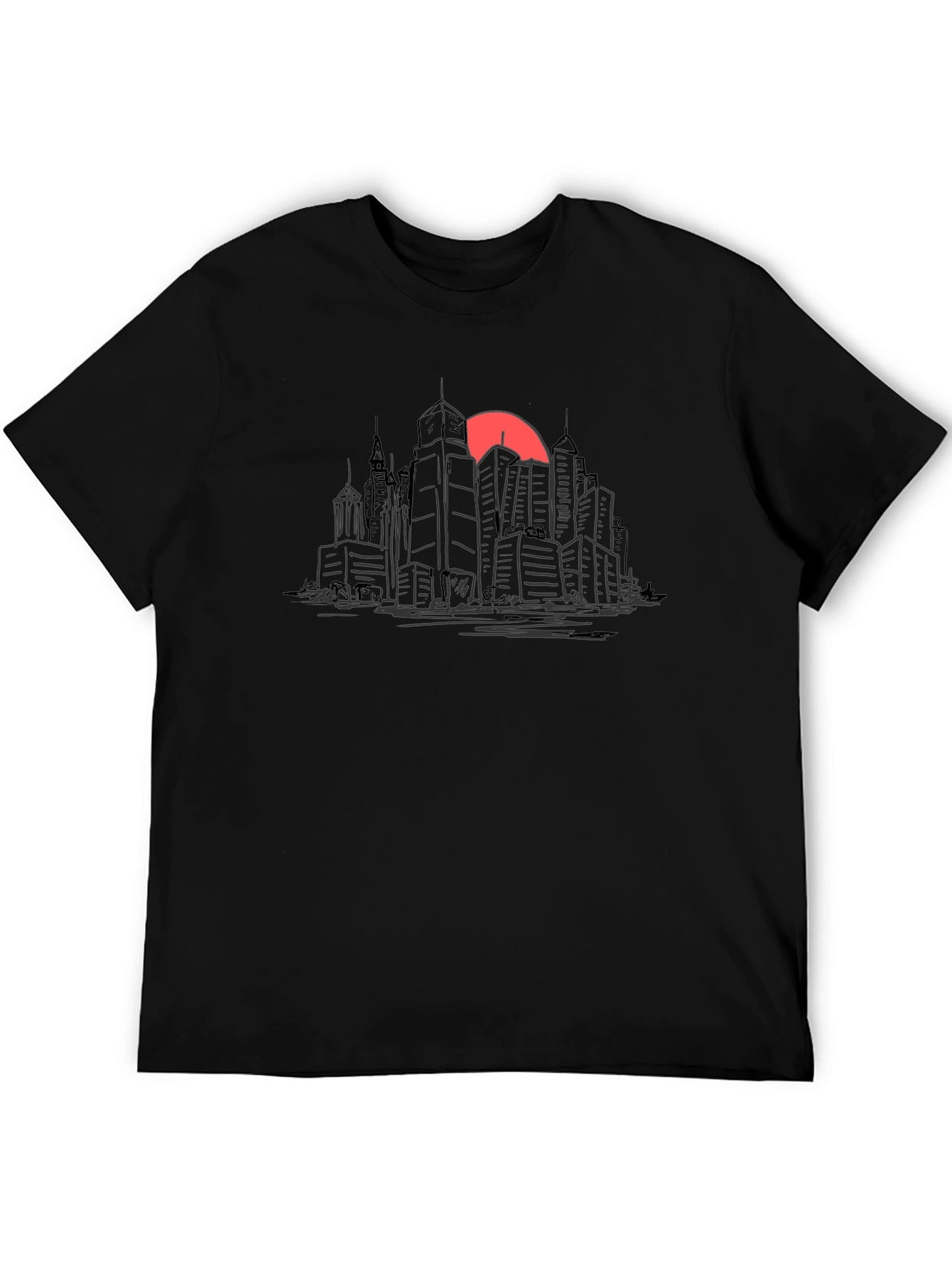Black Cityscape Sunset Graphic Tee - Urban Style view 5