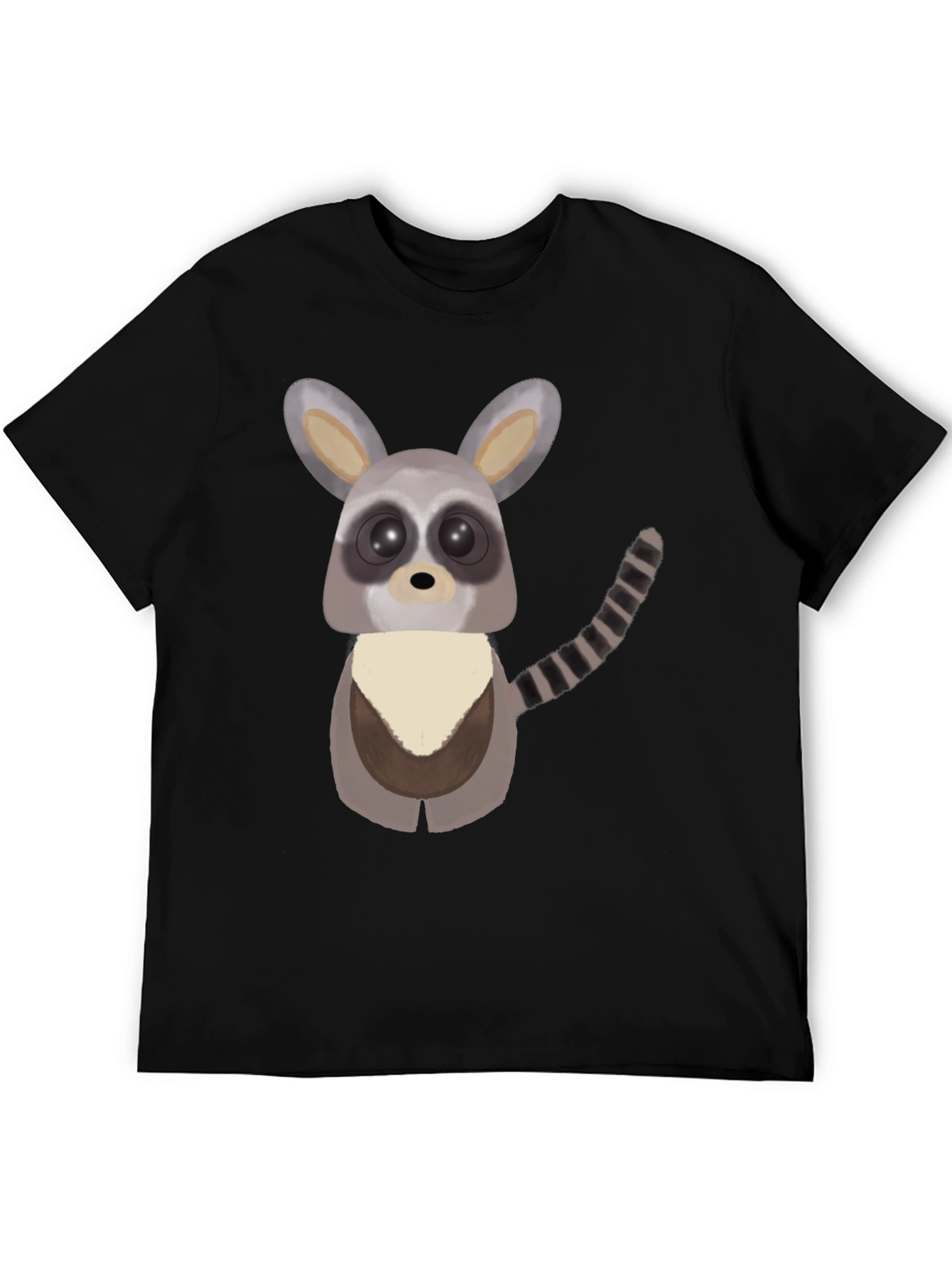 Black Cute Cartoon Raccoon Graphic T-Shirt view 5