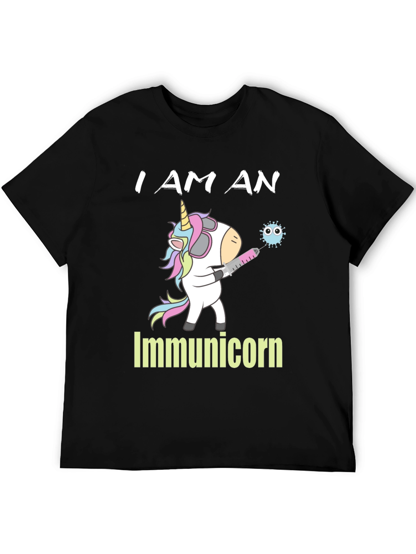 Black Immunicorn T-Shirt: Unicorn Vaccine Tee view 5