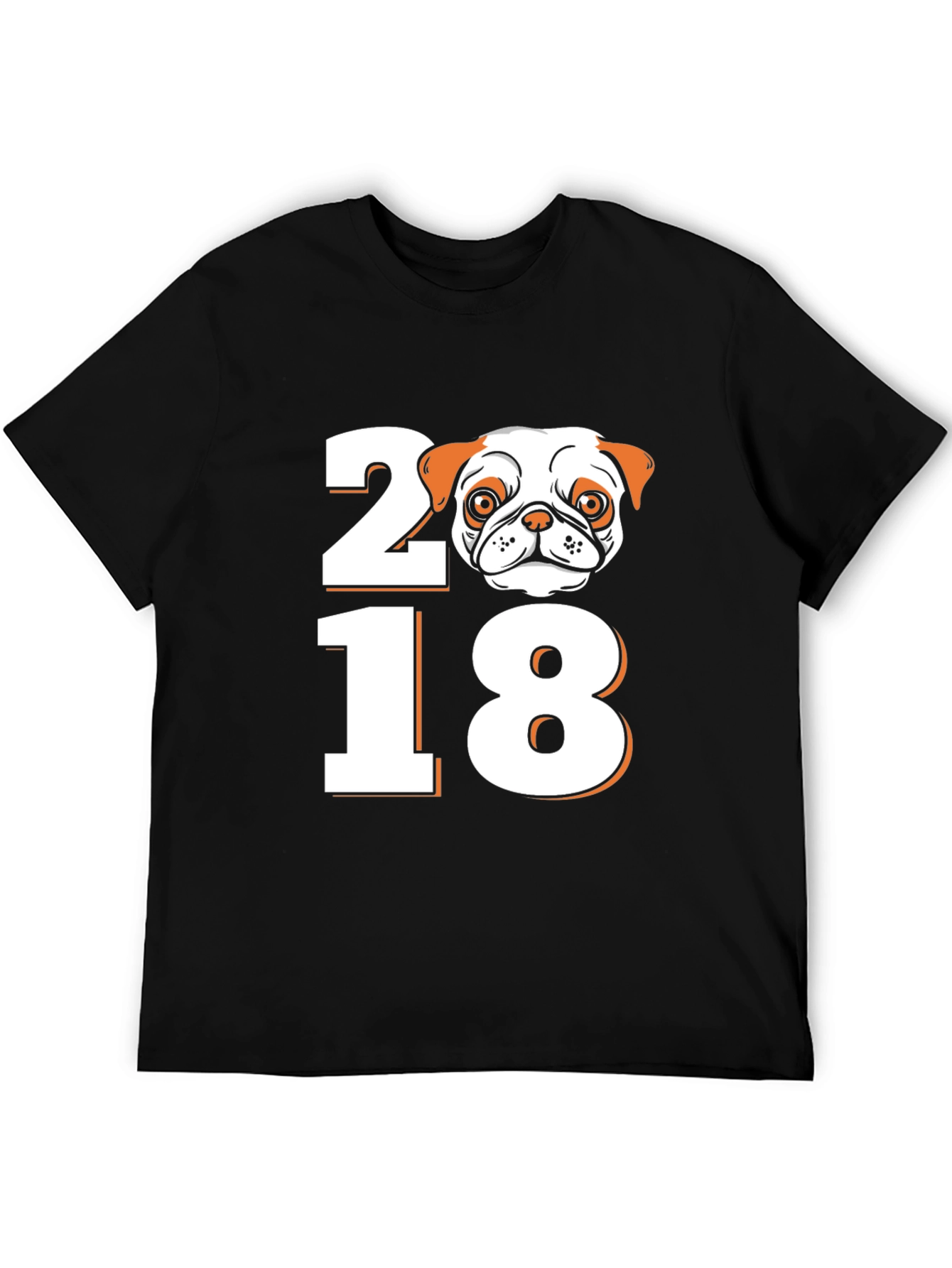 Black Pug 2018 Graphic Tee - Black Short Sleeve T-Shirt view 5