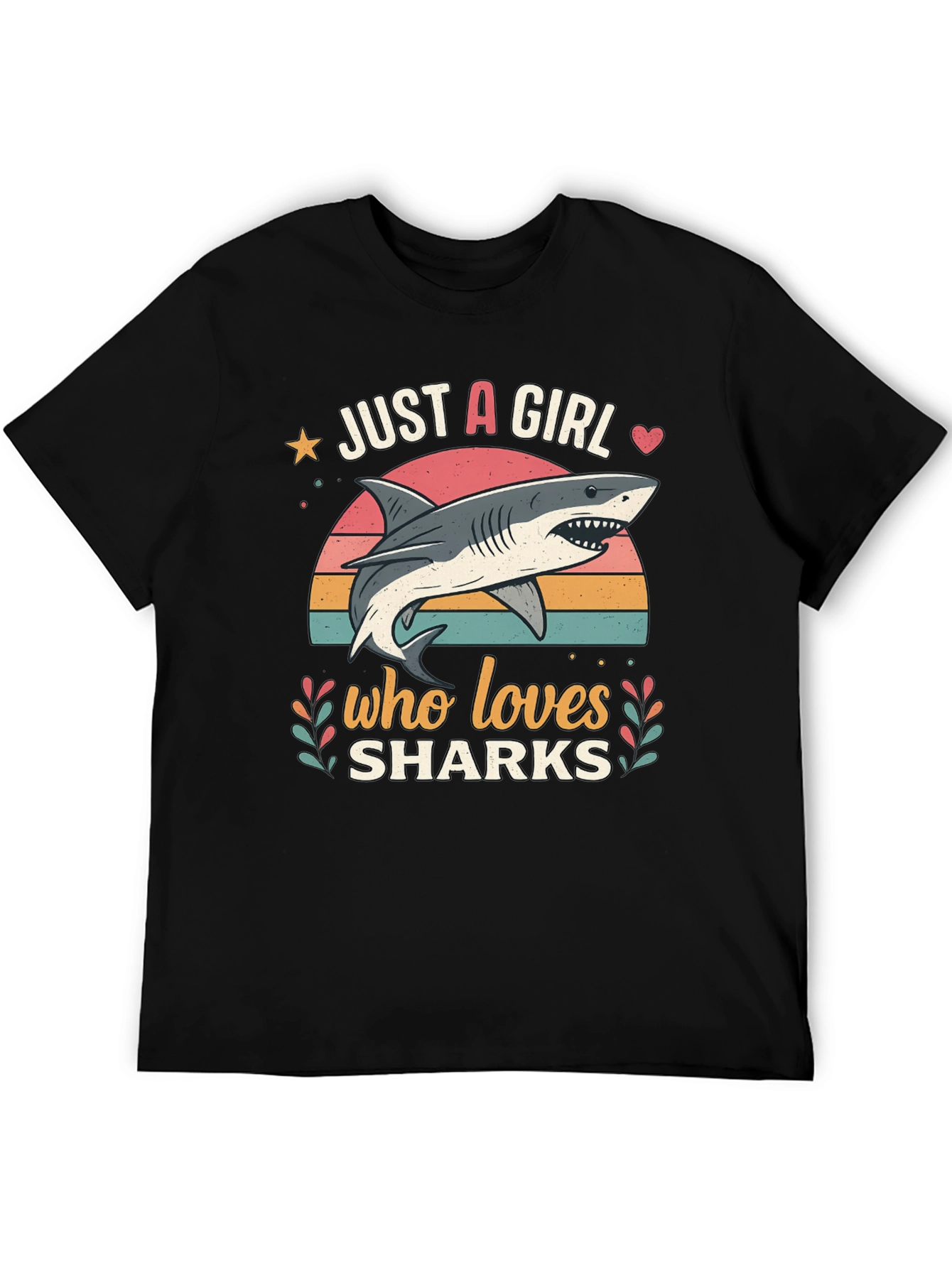Black Just a Girl Who Loves Sharks Graphic Tee view 5