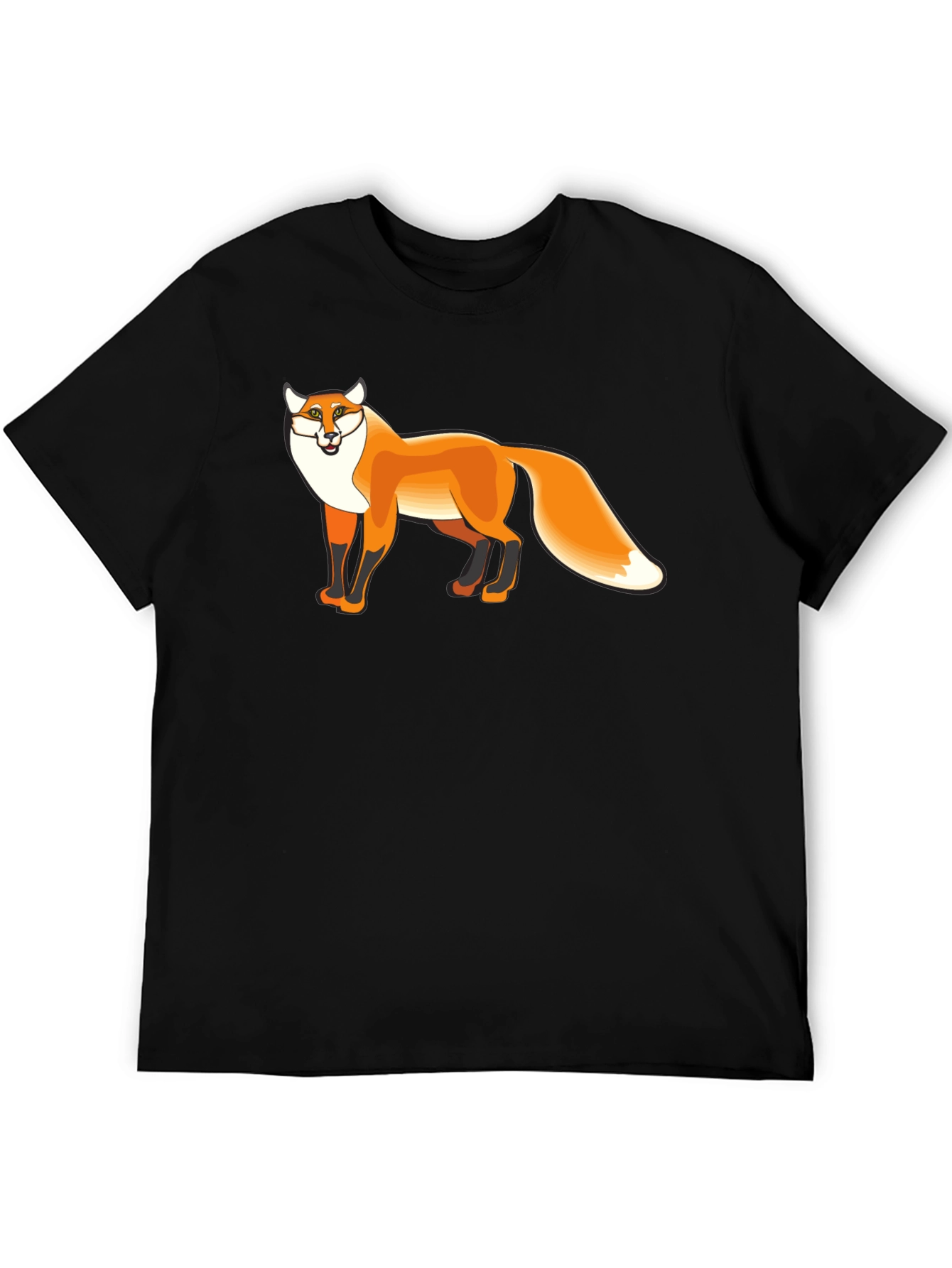 Black Cool Fox Graphic Tee - Black Cotton Blend view 5