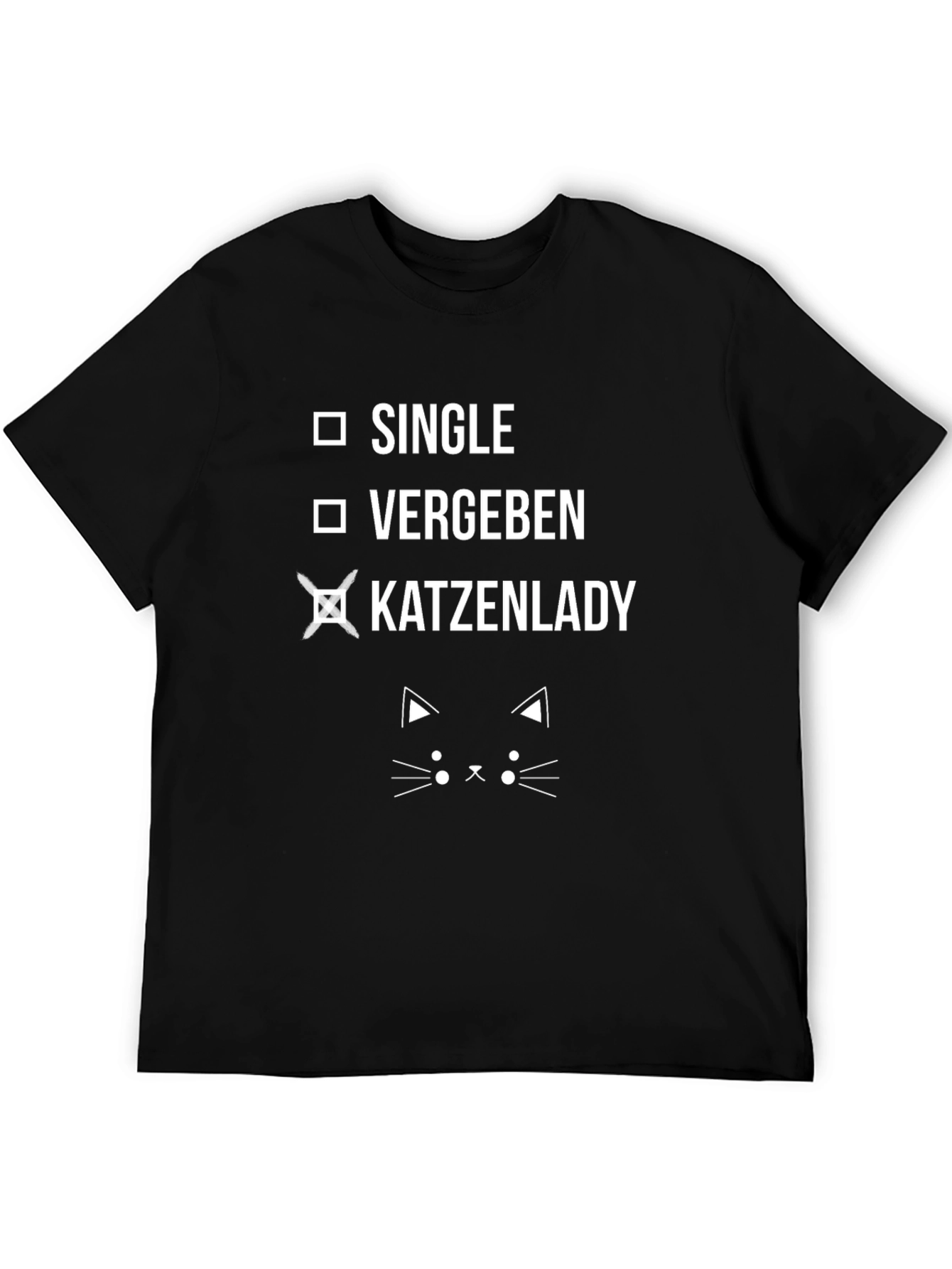 Black Funny Cat Lady T-Shirt - Single Vergeben Katzenlady view 5