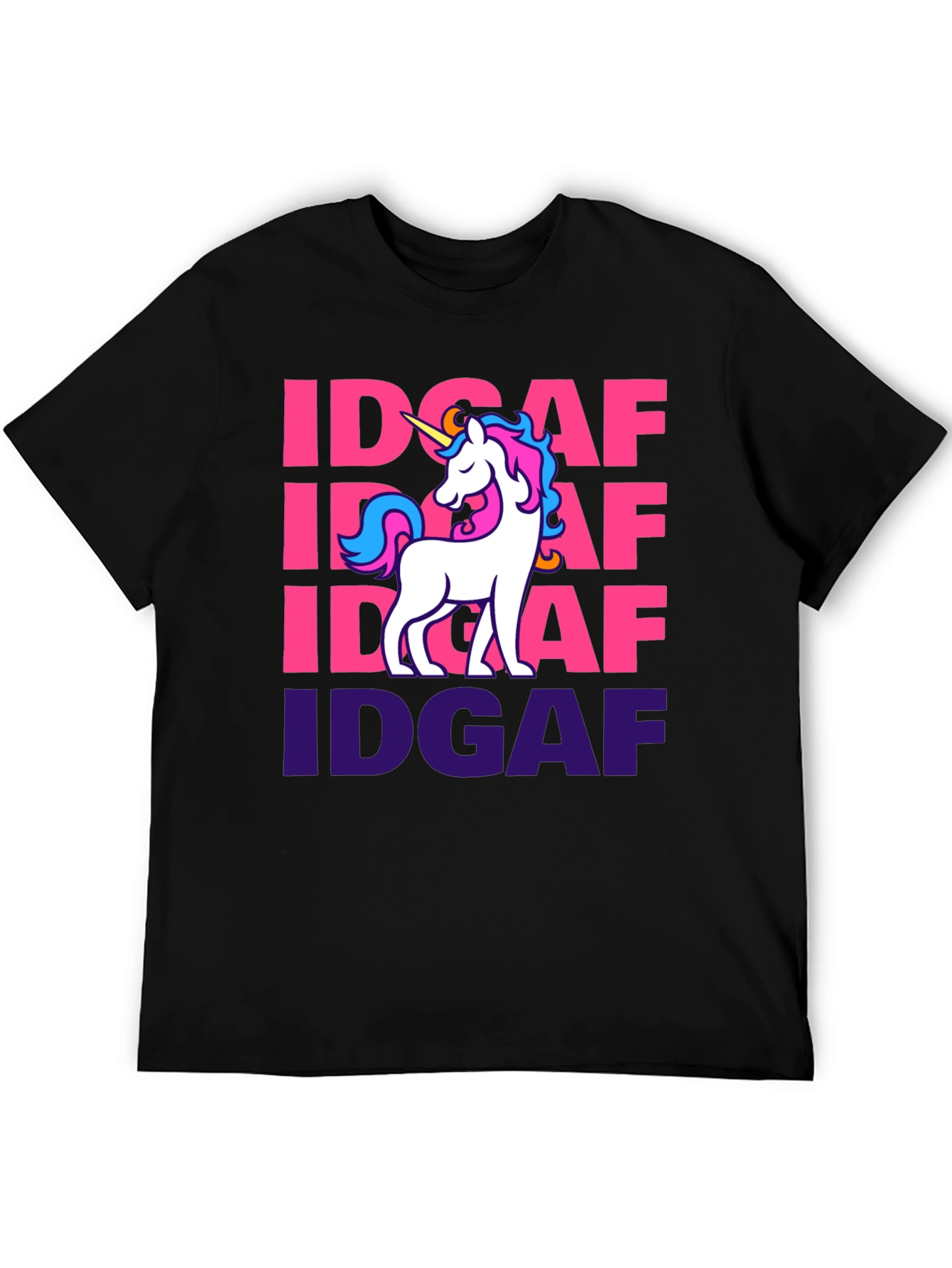 Black IDGAF Unicorn Graphic T-Shirt - Black Cotton Tee view 5